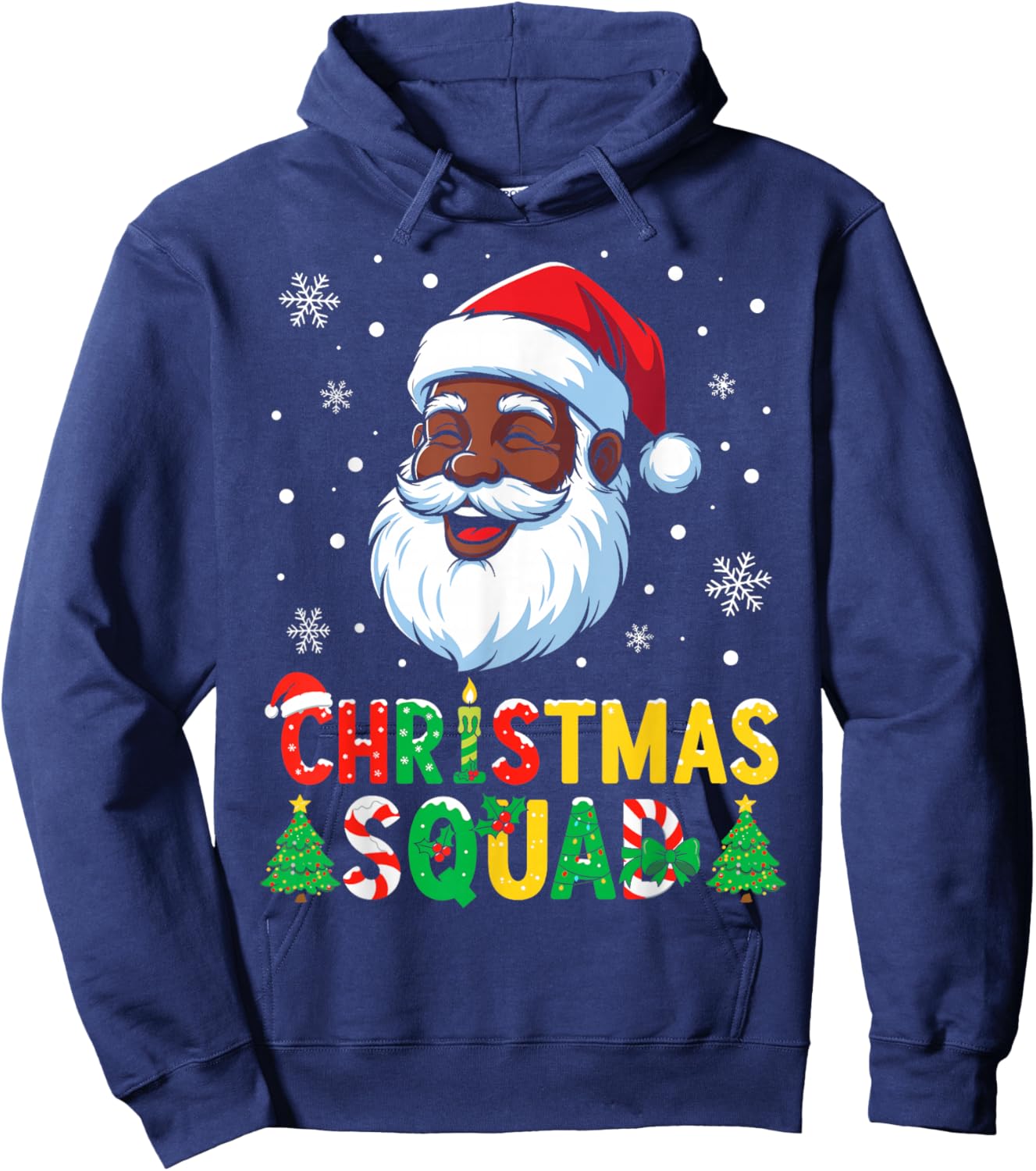 Santa Christmas Squad Black Men African American Family Hoodie - Hoodie | Navy