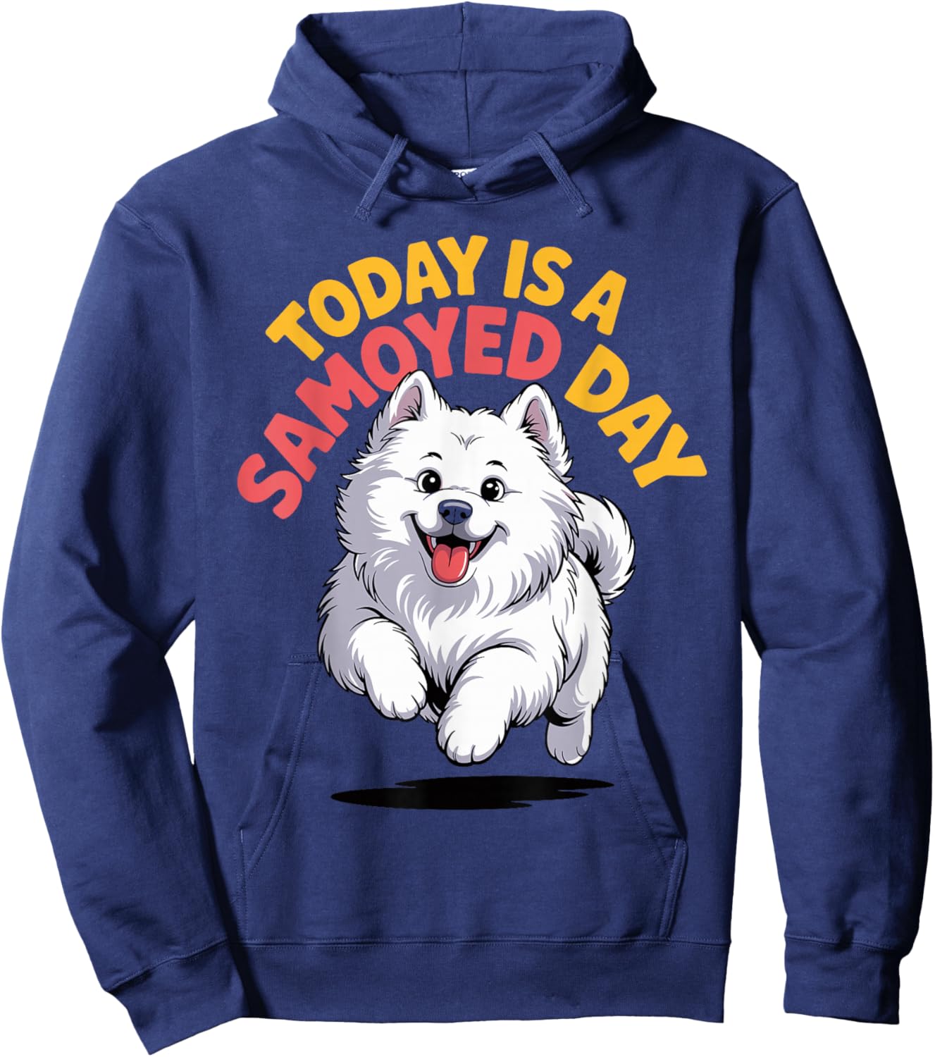 Today is a Samoyed Day Cartoon Sammie Pet Dog White Plush Hoodie - Hoodie | Navy