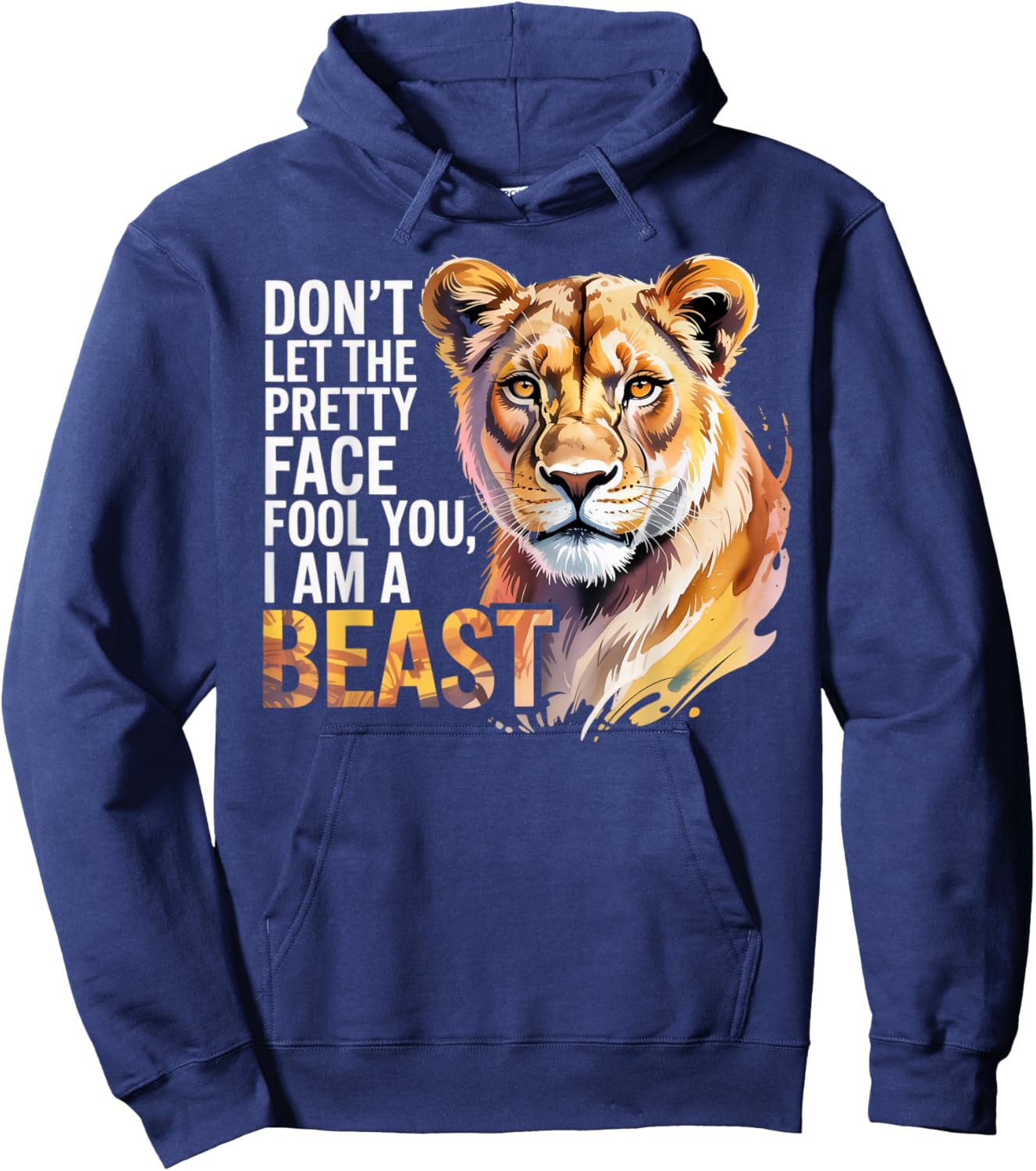 Pretty Face Lion Animal Lioness Women Lioness Hoodie - Hoodie | Navy