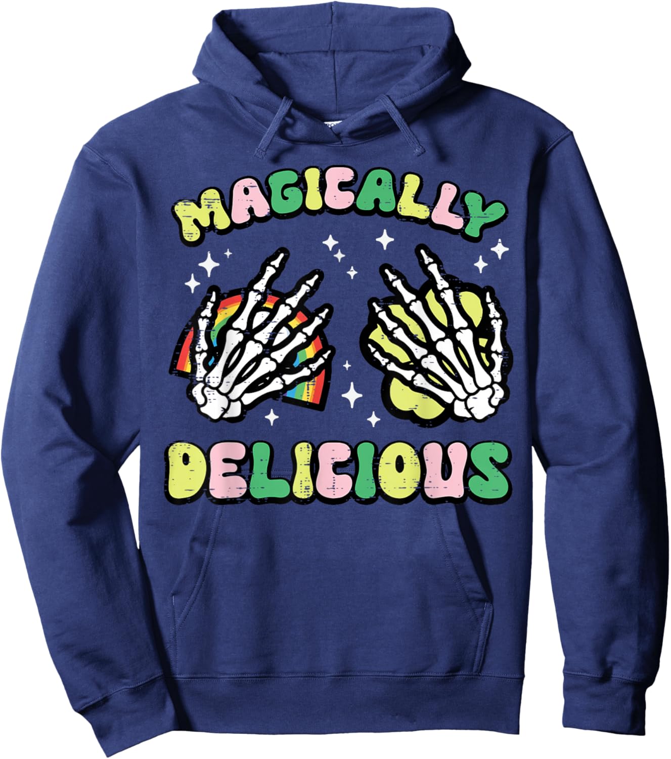 St Patricks Day Magically Delicious Skeleton Hands Women Men Hoodie - Hoodie | Navy
