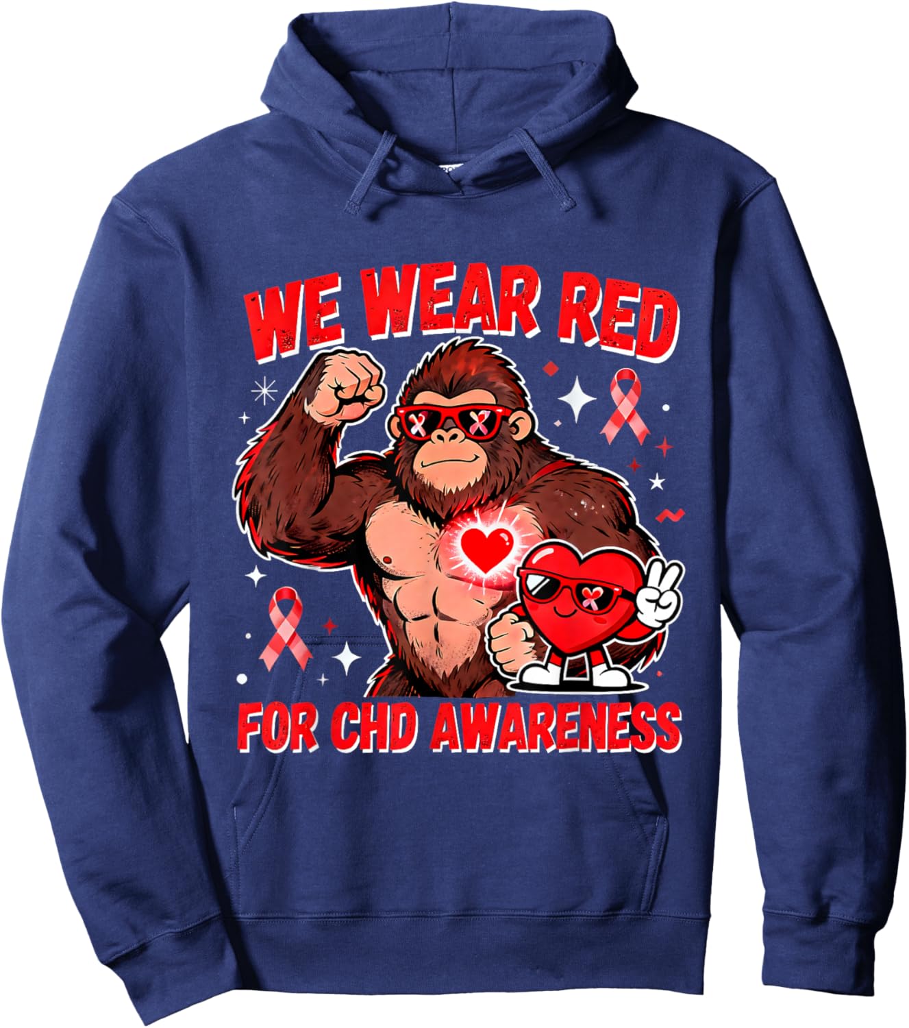 We Wear Red for CHD Awareness Heart Warrior Support Hoodie - Hoodie | Navy
