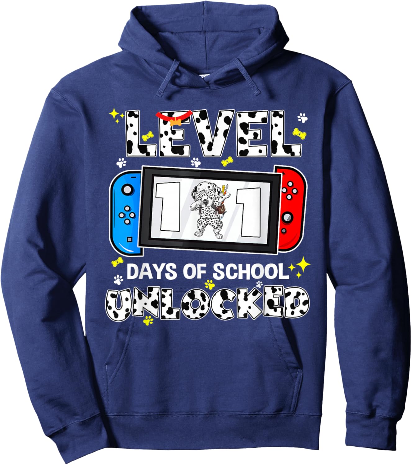 Level Unlocked Game Controller 101 Days School 100 Days Hoodie - Hoodie | Navy