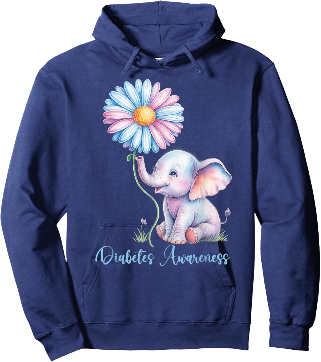 Elephants Sunflower Diabetes Awareness Month Hoodie - Hoodie | Navy