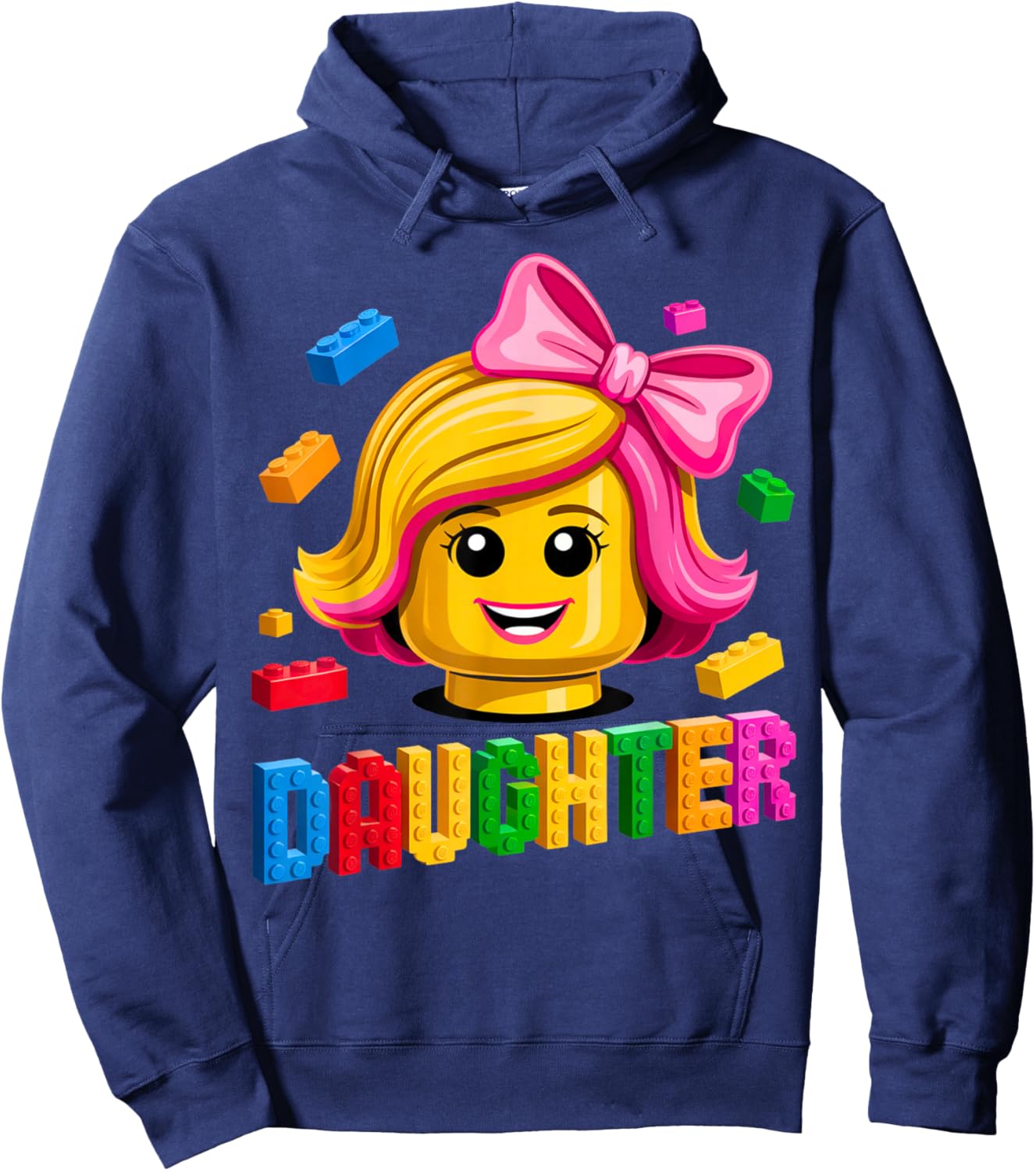 Family Daughter Master Builder Building Brick Blocks Kids Hoodie - Hoodie | Navy