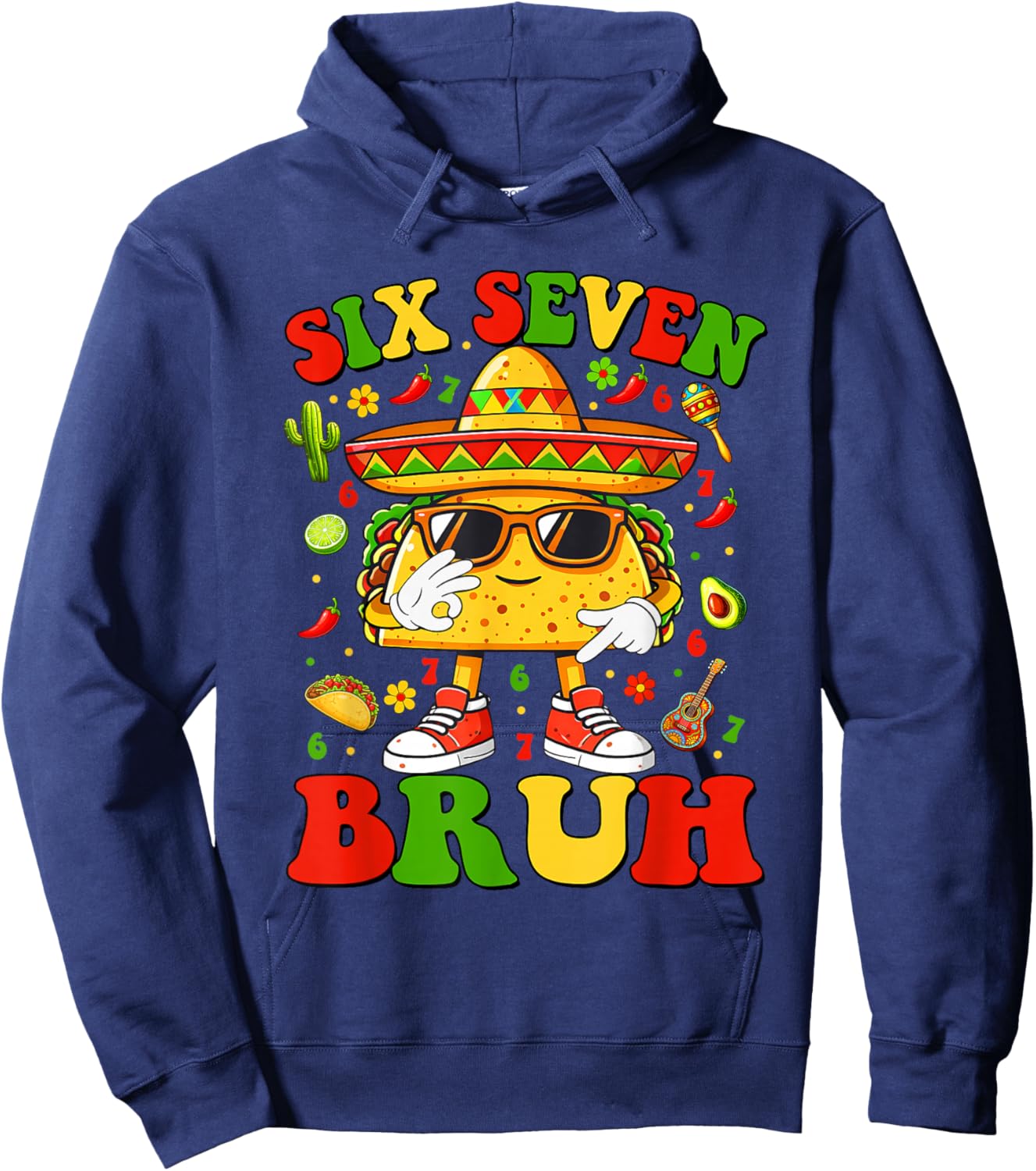 6 7 Taco Cinco de Mayo Food Mexican Fiesta Boys Girls Kids Hoodie - Hoodie | Navy