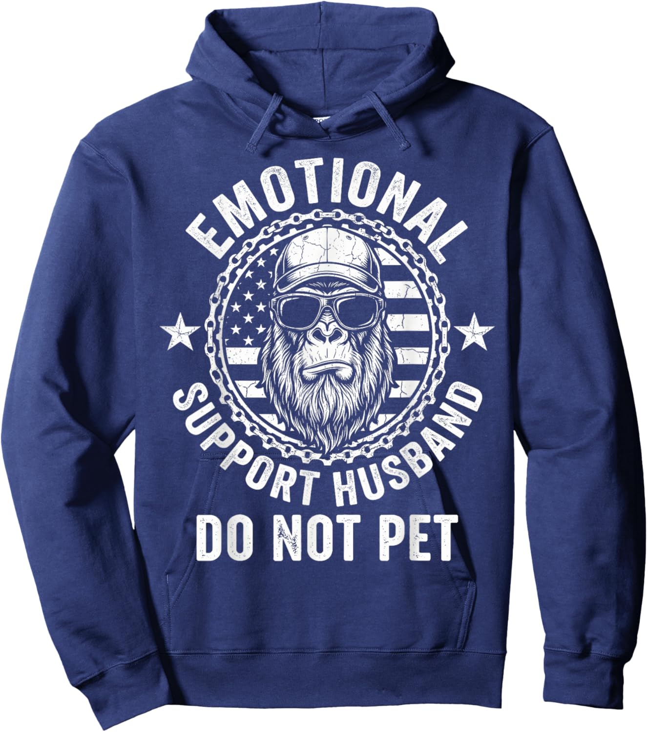 Emotional Support Husband Do Not Pet Funny Gorilla Monkey Hoodie - Hoodie | Navy