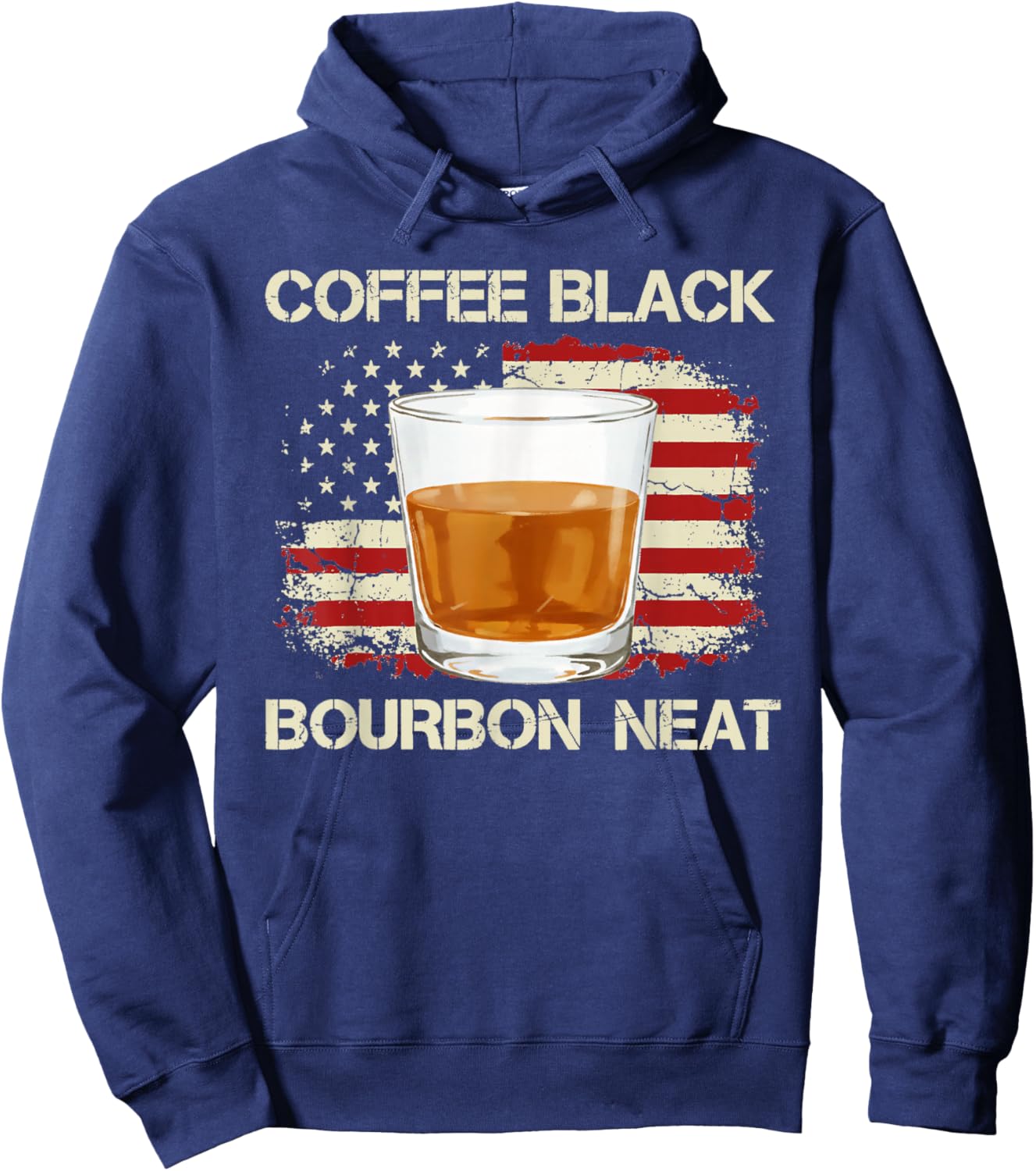 Whiskey Alcohol Lover Drinking Coffee Black Bourbon Neat Hoodie - Hoodie | Navy