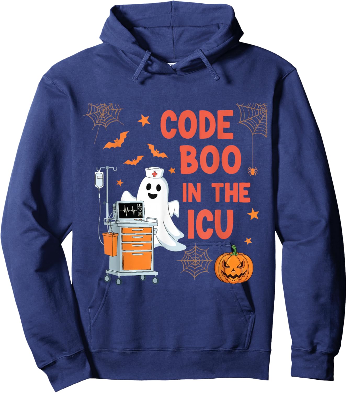 Costume Ghost Code Boo in The ICU Nursing for Halloween Hoodie - Hoodie | Navy