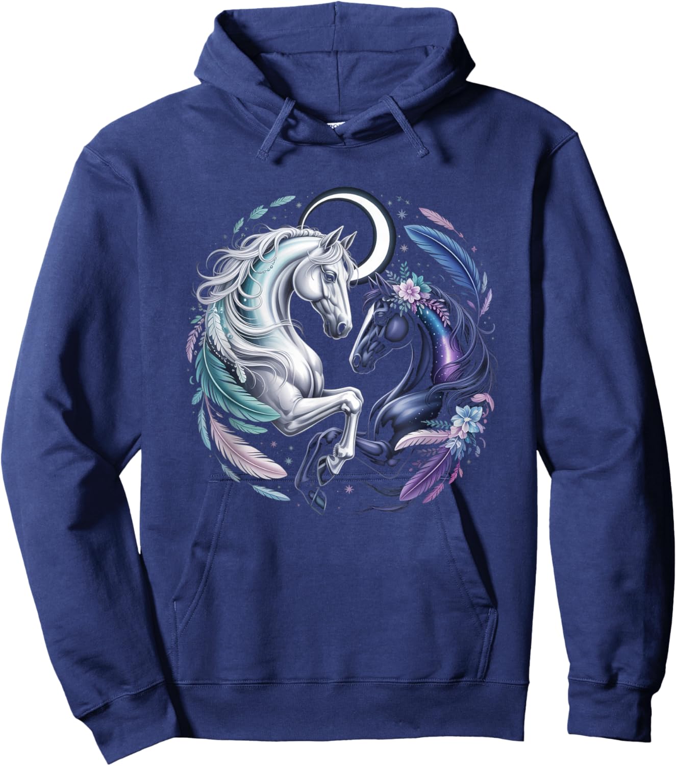 Celestial Horses Moonlight Harmony Fantasy Art Hoodie - Hoodie | Navy