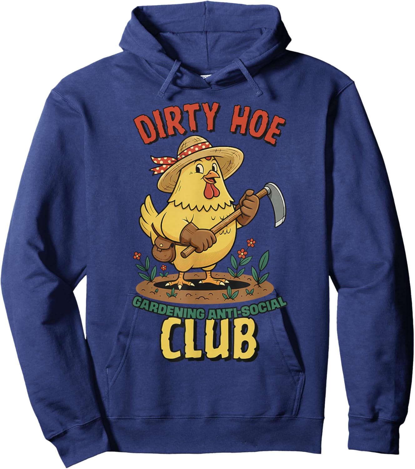 Dirty Hoe Gardening Social Club Retro 1940s Country Chicken Hoodie - Hoodie | Navy
