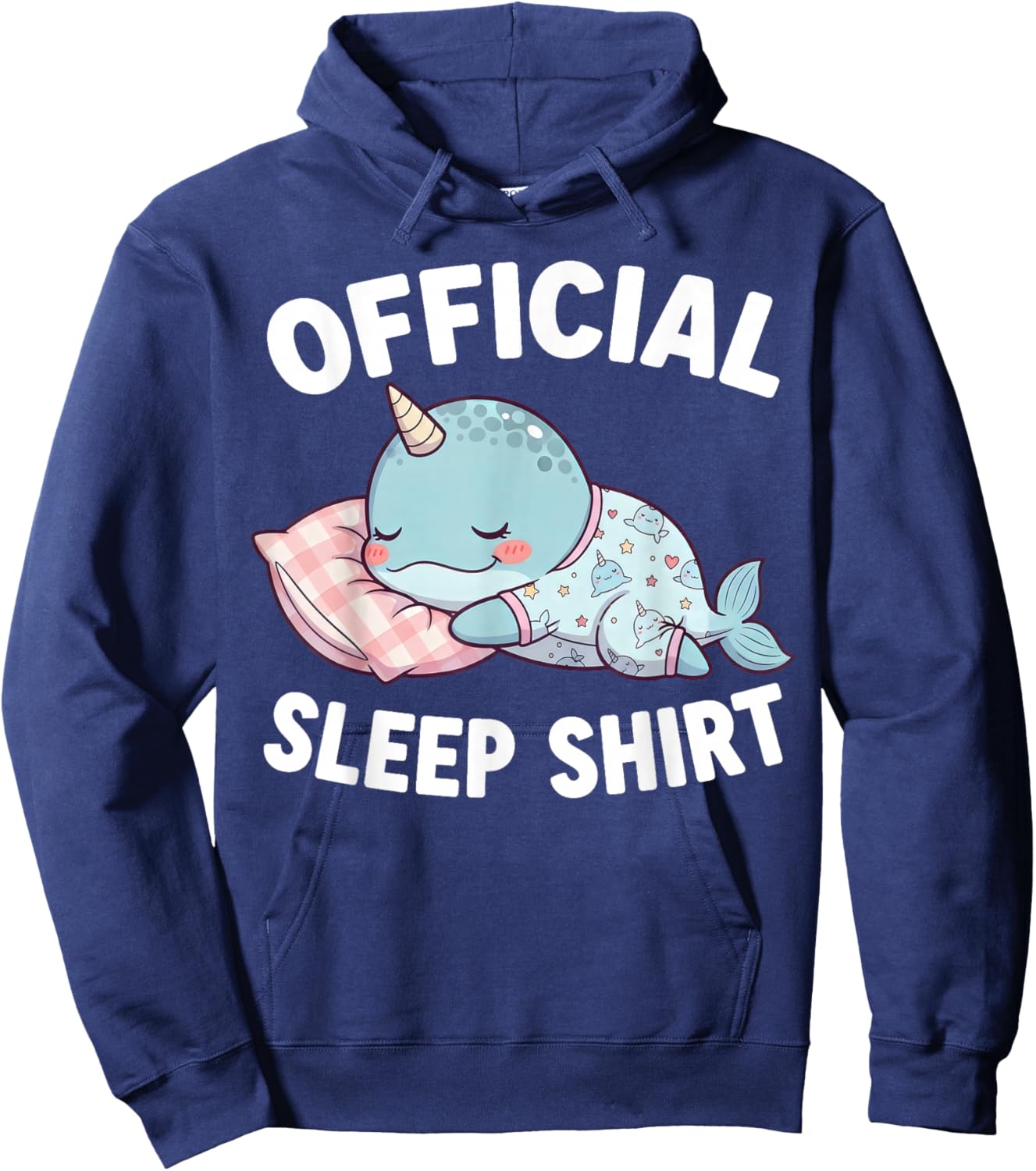 Cute Kawaii Sleeping Narwhal Official Sleepshirt Nightgown Hoodie - Hoodie | Navy