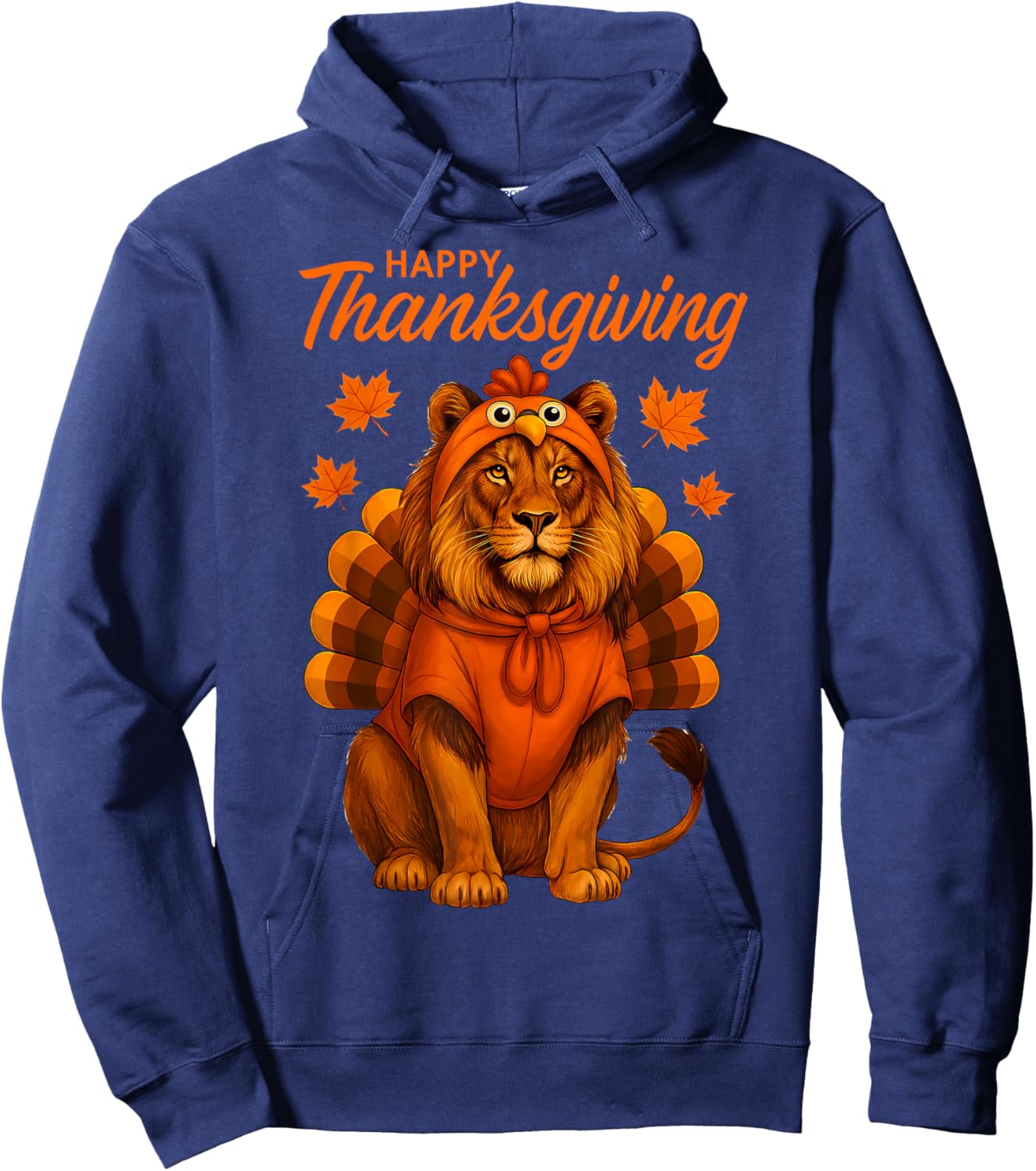 Happy Thanksgiving Lion Women Boys Girls Kids Outfit Gifts Hoodie - Hoodie | Navy