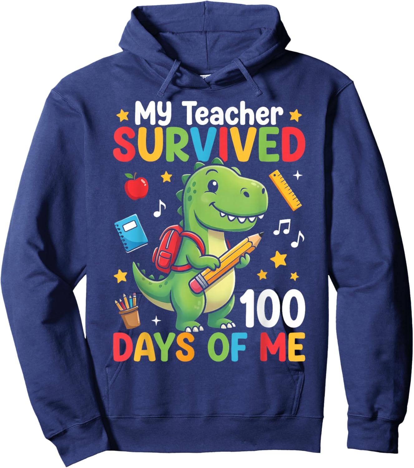 100th Day of School My Teacher Survived 100 Days of Me Boys Hoodie - Hoodie | Navy