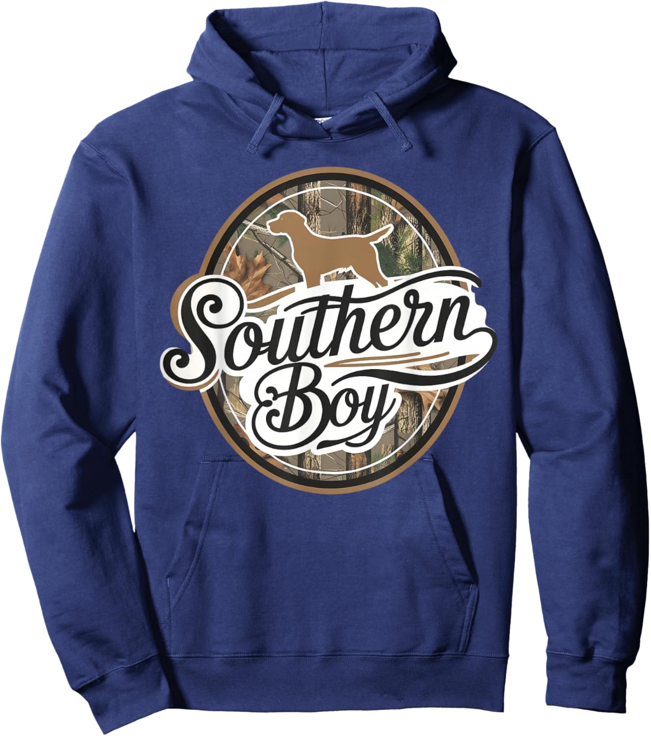 Southern Boy Camo Hunting Duck Dog Duck Hunting Black Lab Hoodie - Hoodie | Navy