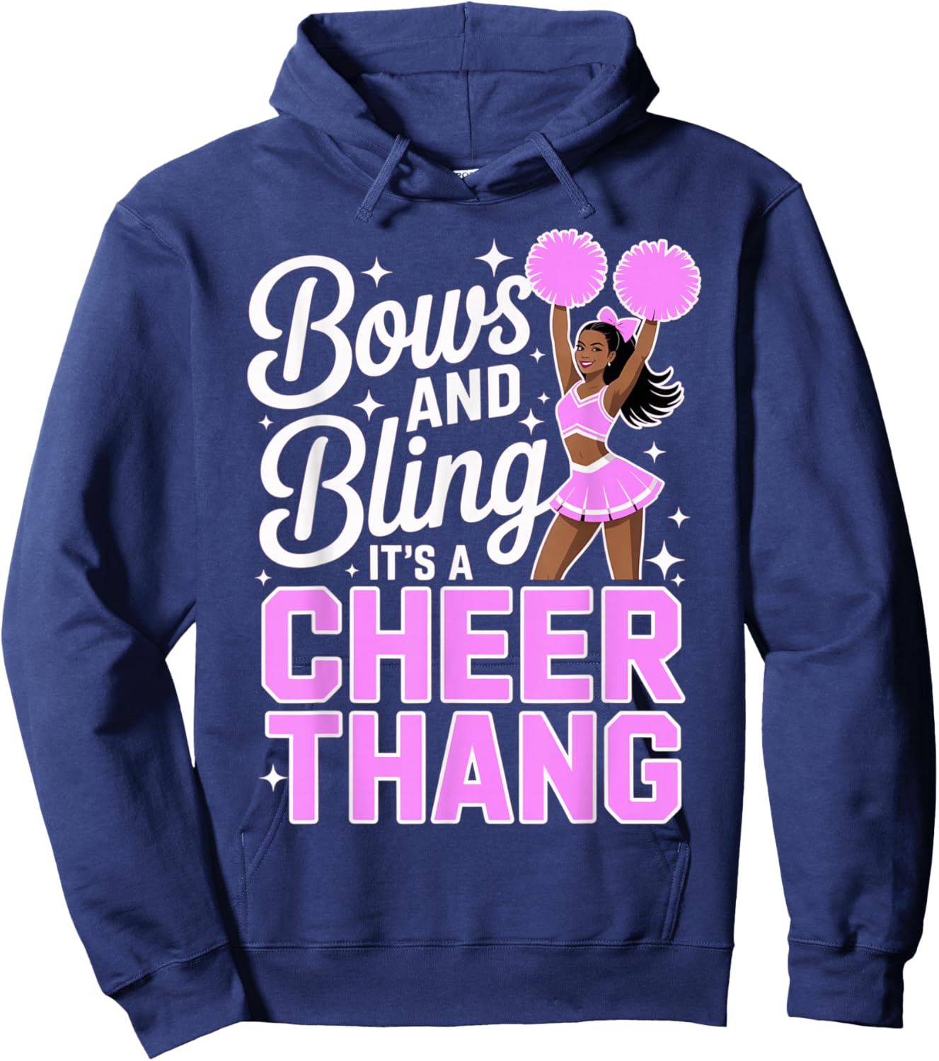Black Cheerleader Bows Cheer Cheerleading Hot Pink Hoodie - Hoodie | Navy