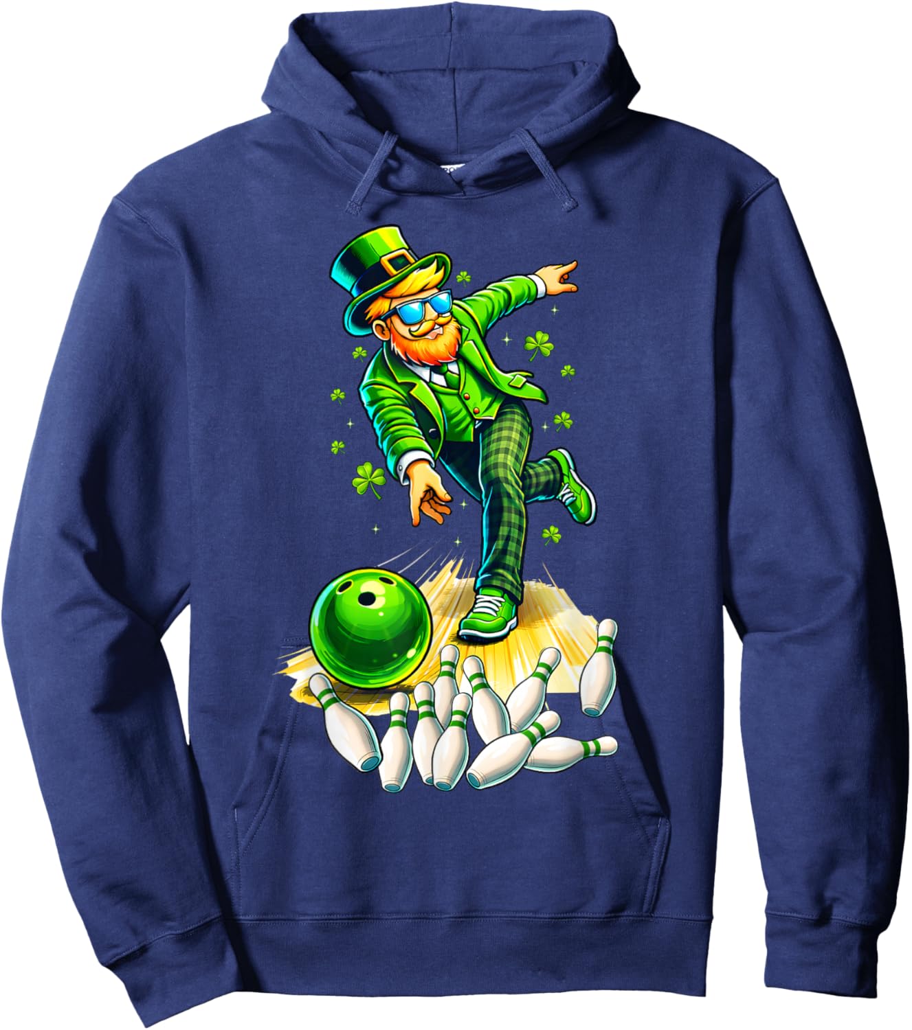 Leprechaun Bowling Lover Matching Sports St Patrick's Day Hoodie - Hoodie | Navy
