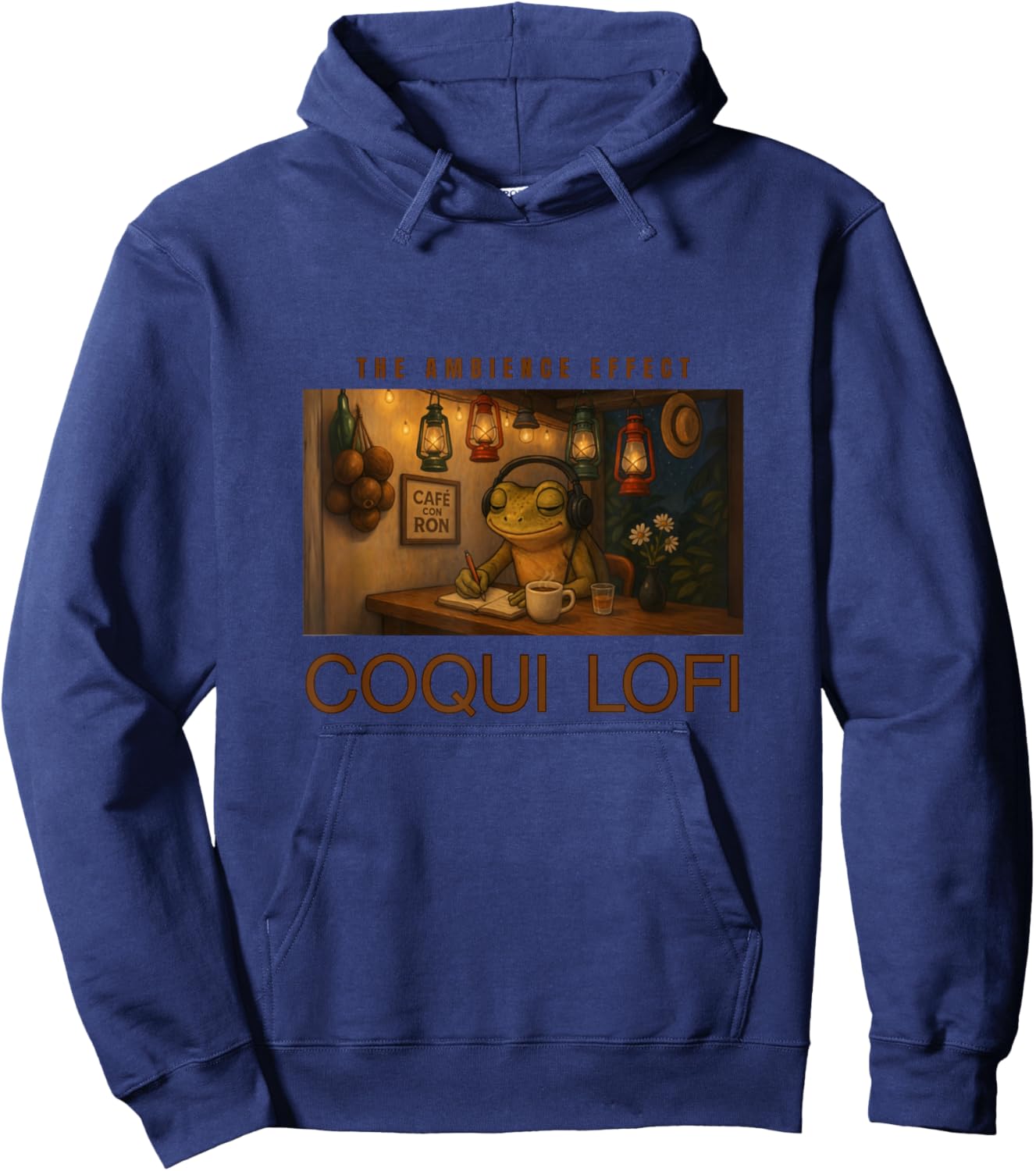 Coquí Lofi Vibing Out with Puerto Rican Ambience Effect Hoodie - Hoodie | Navy