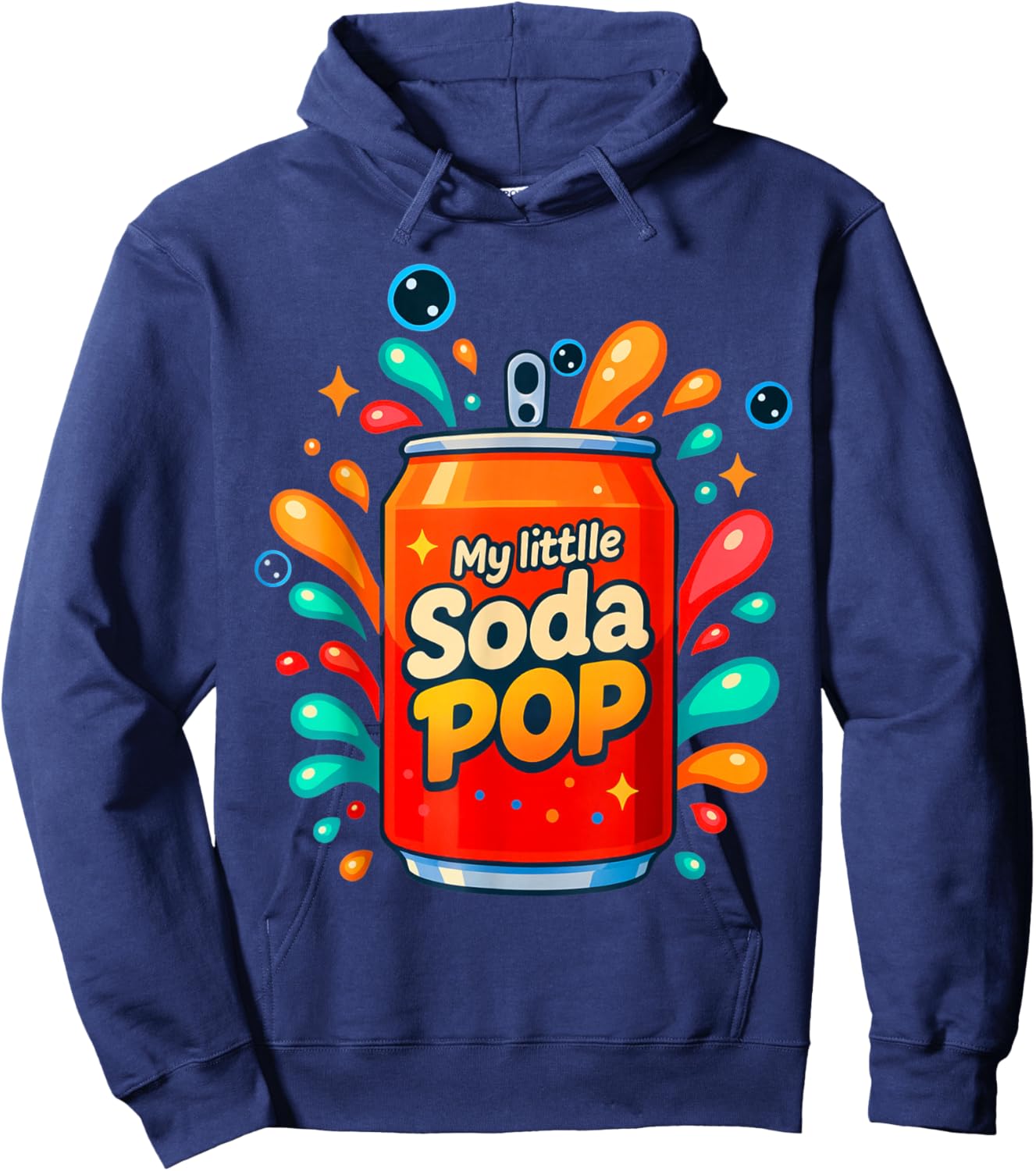 Soda Pop Cartoon Splash Cute Retros Beverage Funny Oranges Hoodie - Hoodie | Navy
