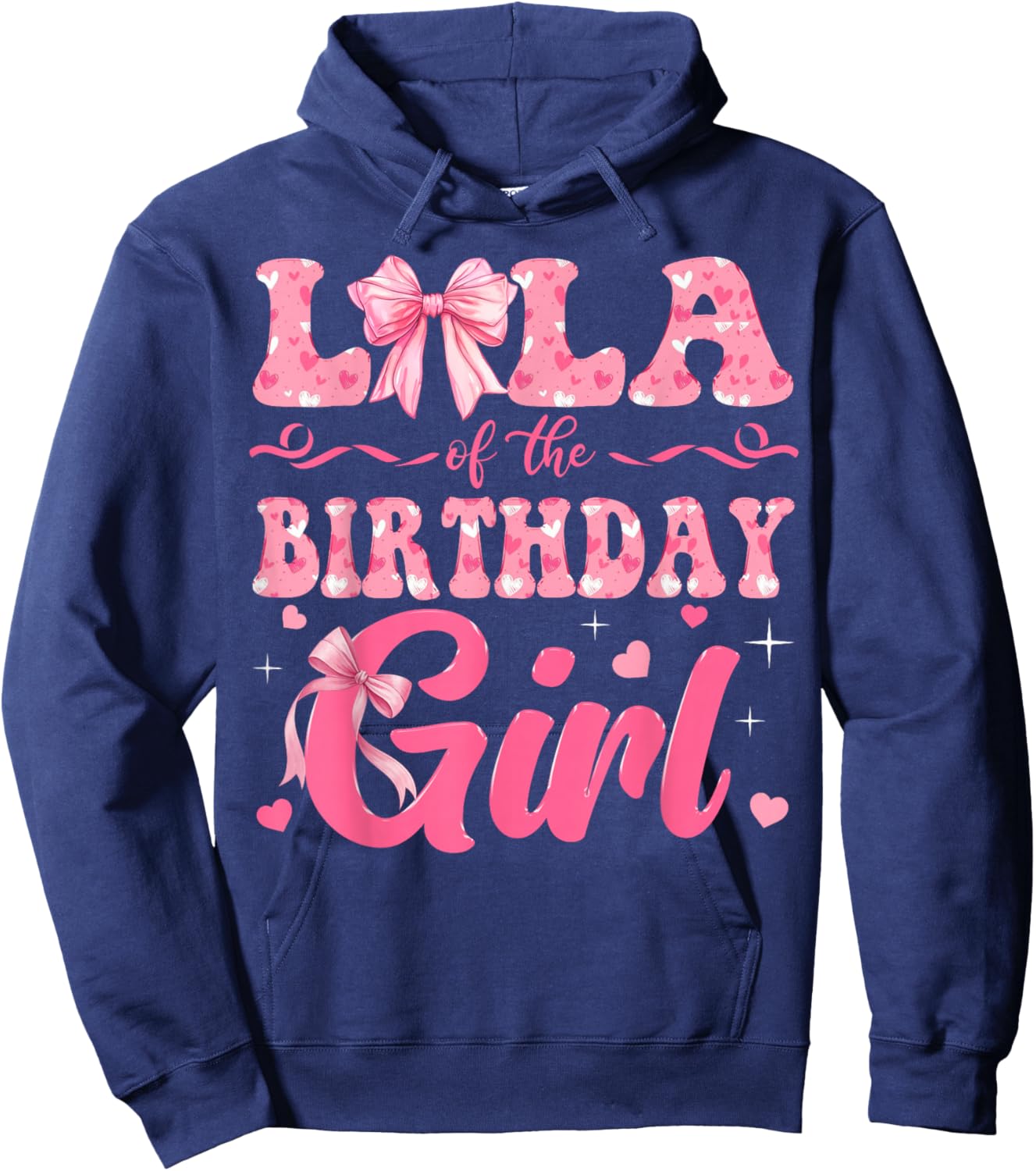Lola of The Birthday Girl Family Pink Coquette Bow Hoodie - Hoodie | Navy