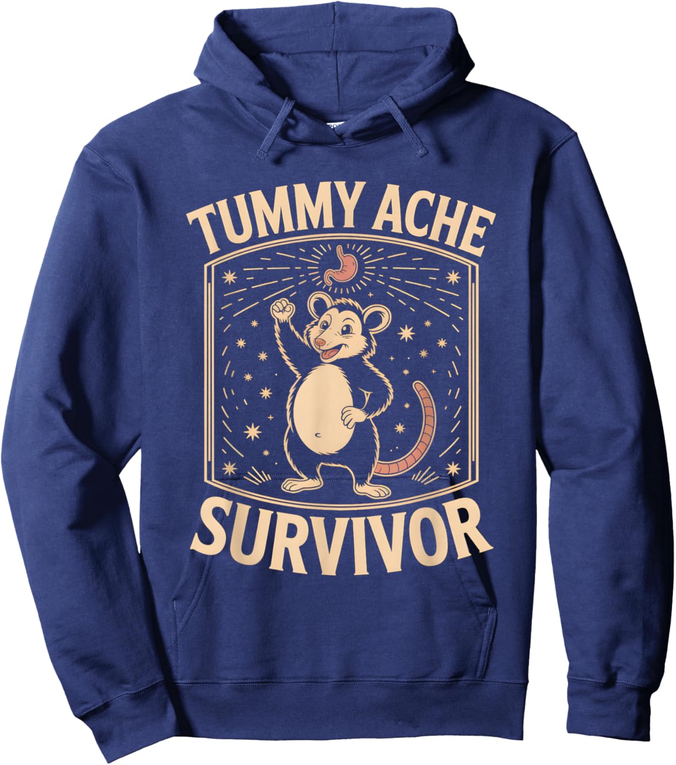 Tummy Ache Survivor Shirt Cute Possum Hoodie - Hoodie | Navy