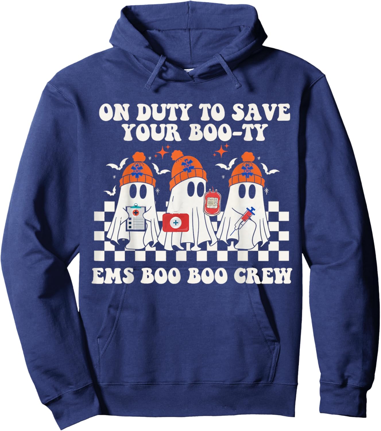 On Duty to Save Your Boo-Ty EMS Boo Boo Crew Nurse Halloween Hoodie - Hoodie | Navy