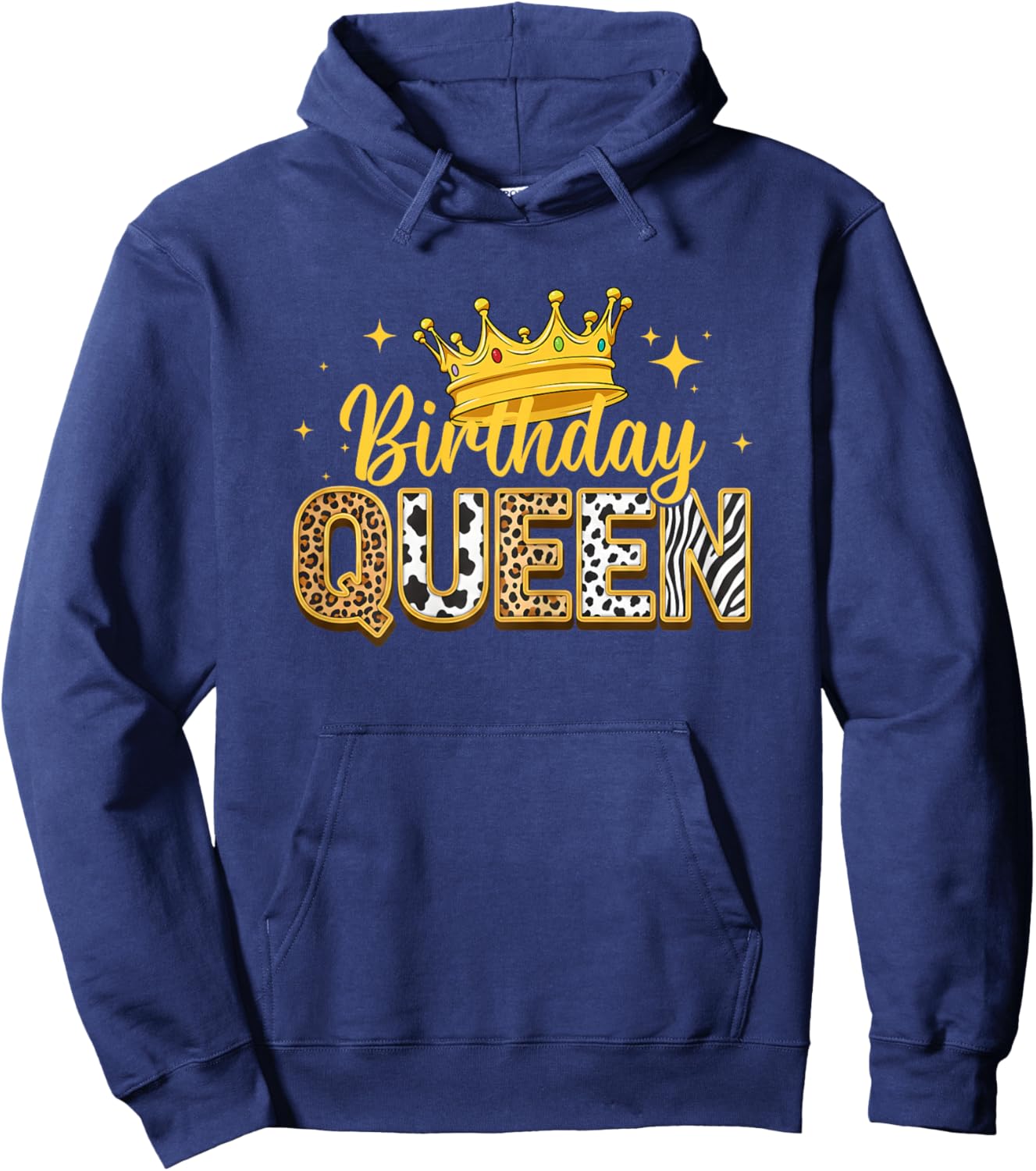 Birthday Queen Leopard Animal Lover Crown Birthday Hoodie - Hoodie | Navy