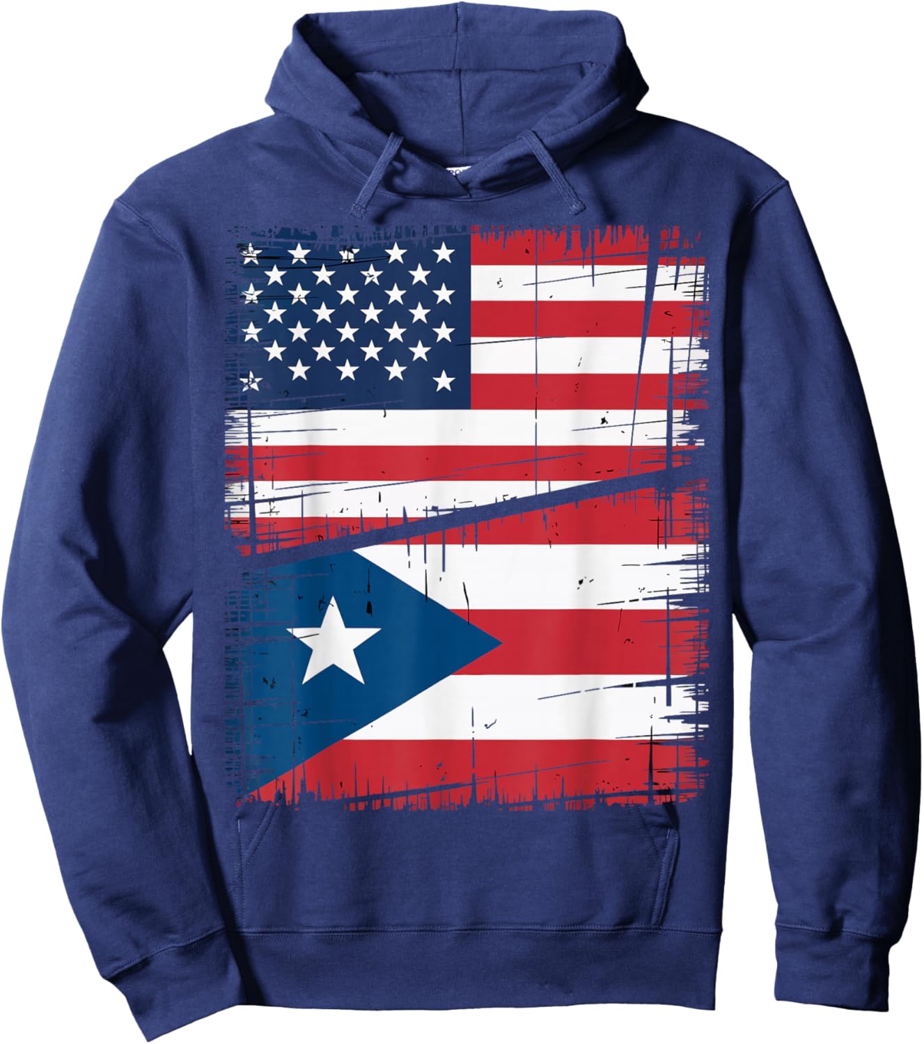 Puerto Rico USA Flag Puerto Rican American Design Hoodie - Hoodie | Navy