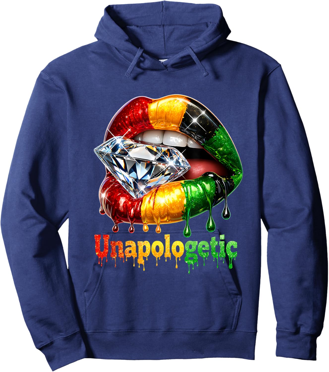 Tribal Lips Black Woman Pride Strong Melanin Queen Hoodie - Hoodie | Navy
