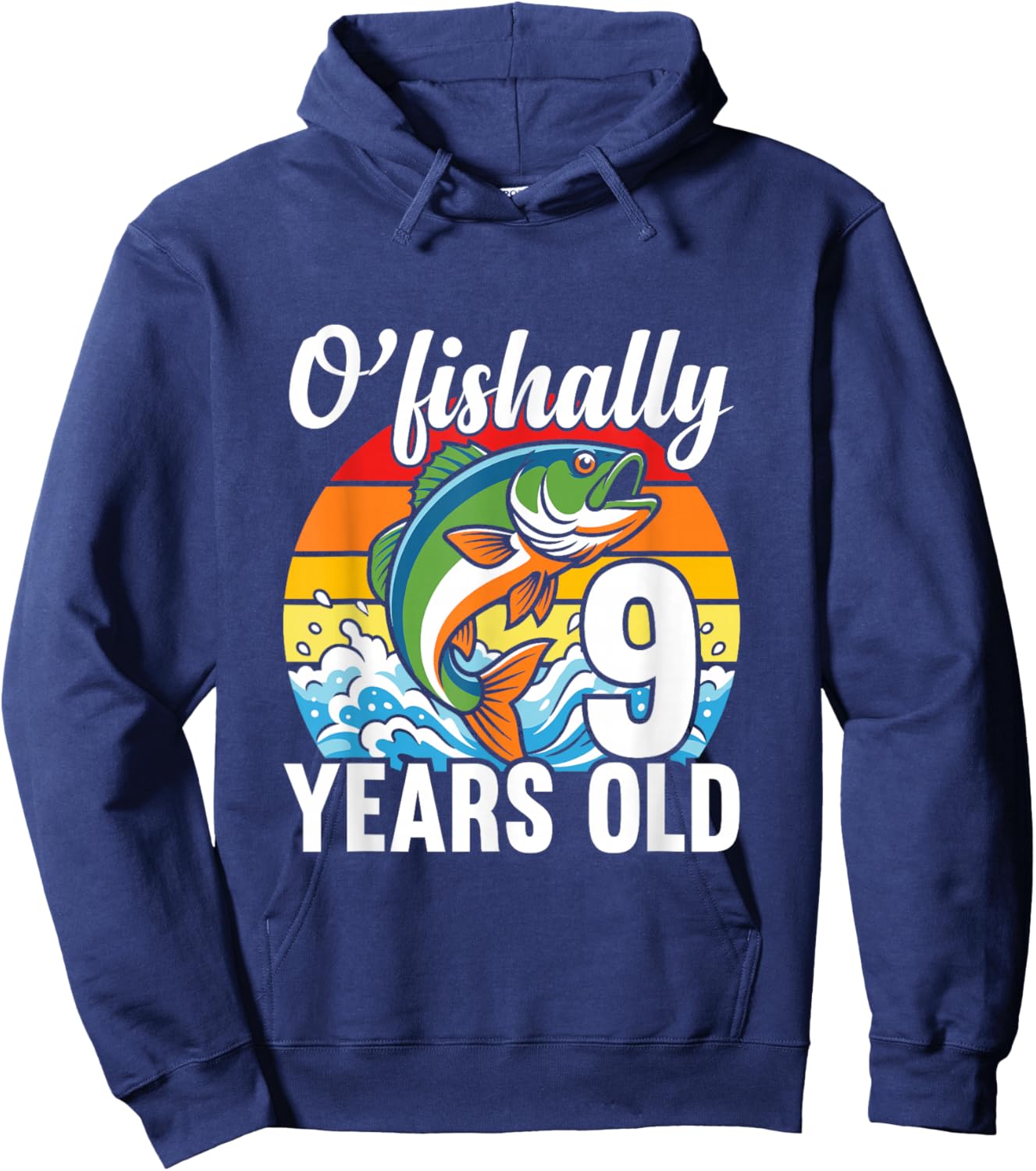 Ofishally 9 Years Old Fisherman 9th Birthday Party Fishing Hoodie - Hoodie | Navy