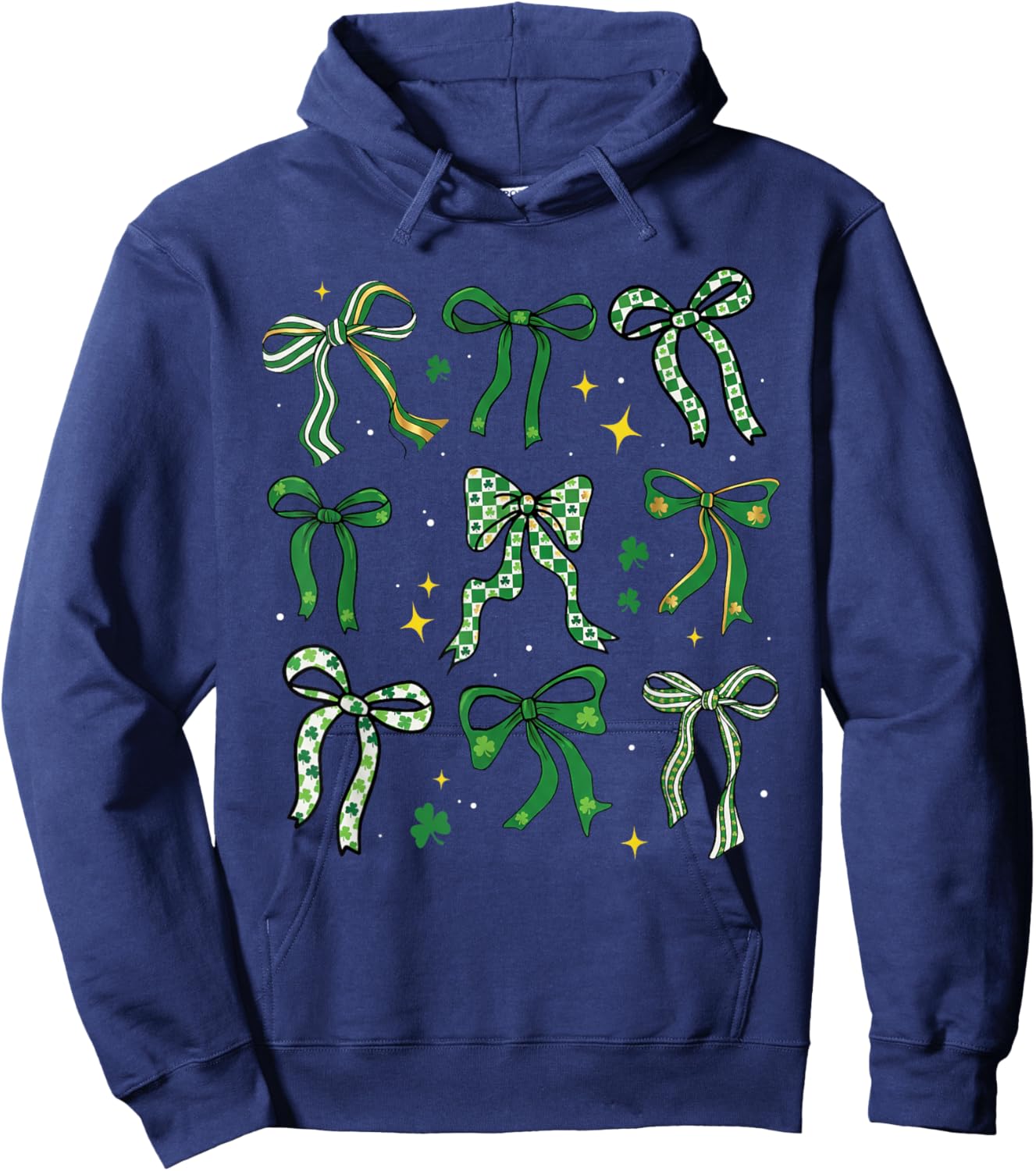 St Patricks Day Bow Coquette Saint Paddys Girls Kids Women Hoodie - Hoodie | Navy