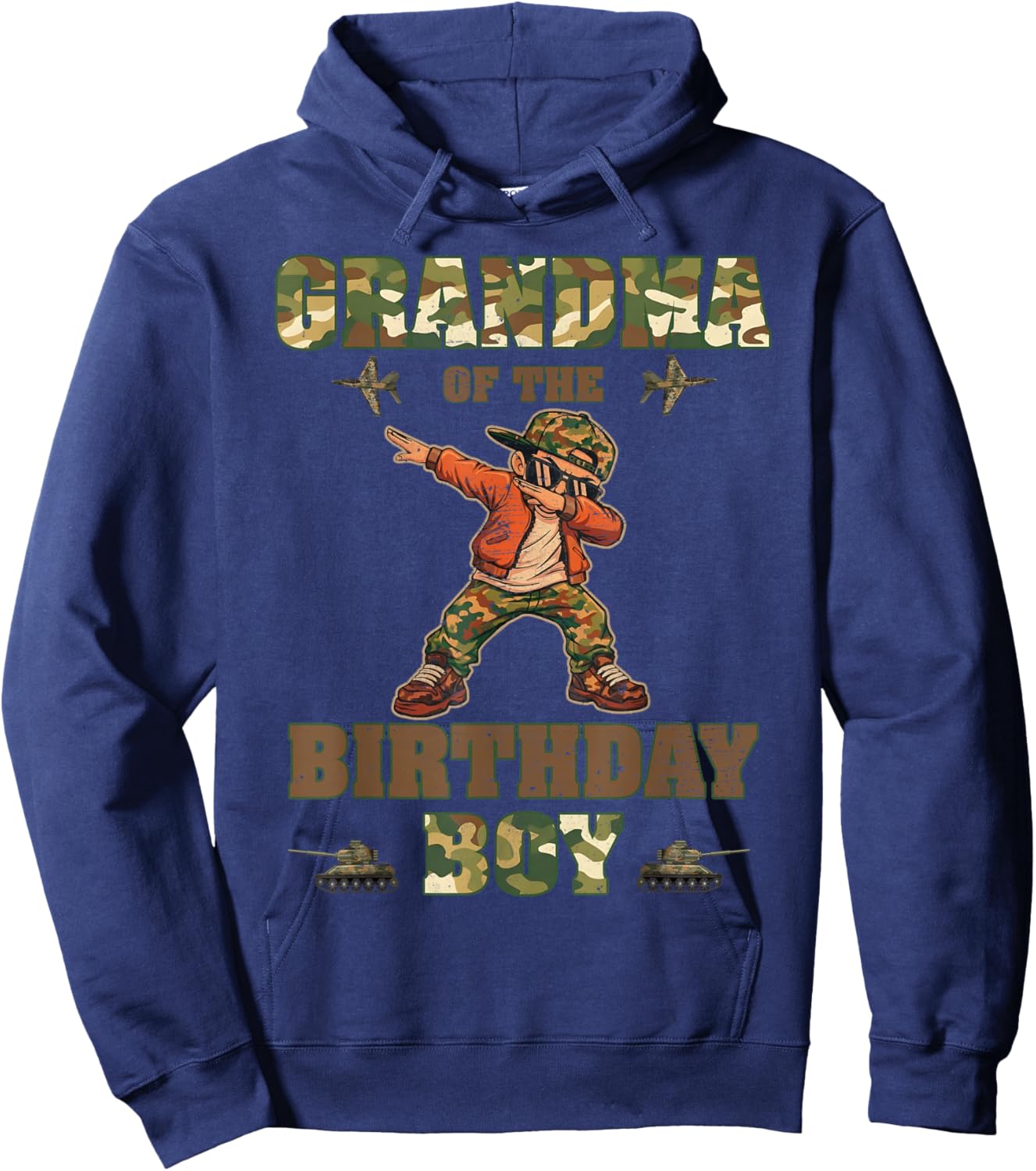 Grandma of The Birthday Boy Camo Matching Family Decoration Hoodie - Hoodie | Navy