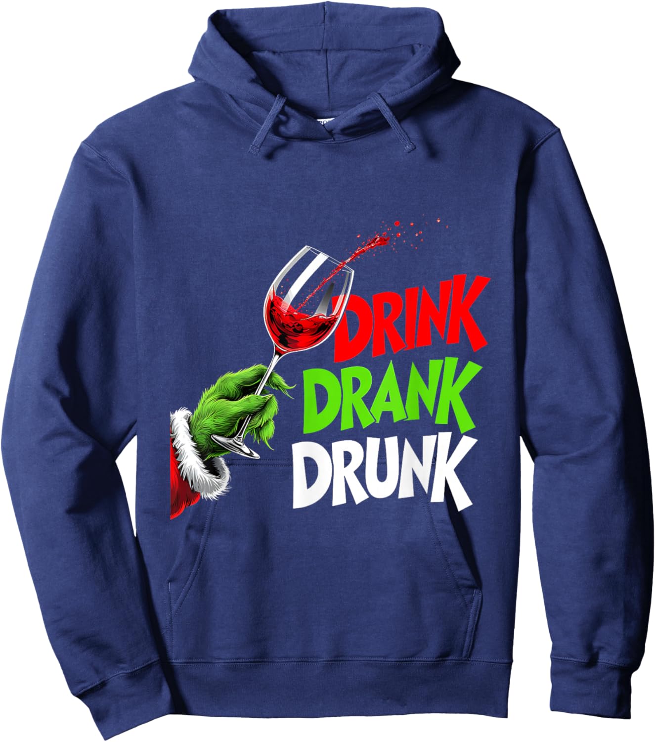 Santa Party Vibes Drink Drank Drunk Funny Christmas Hoodie - Hoodie | Navy