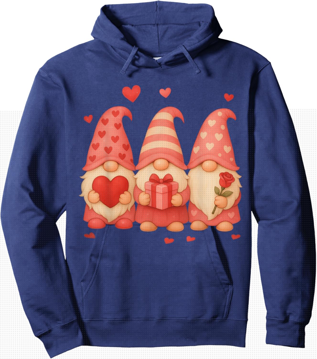 Valentines Day Gnome Hearts Love Cute Family Men Women Hoodie - Hoodie | Navy