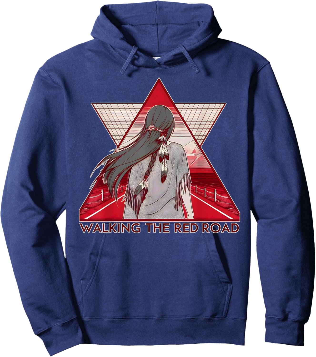 Walking The Red Road Native American Indian Spiritual Woman Hoodie - Hoodie | Navy