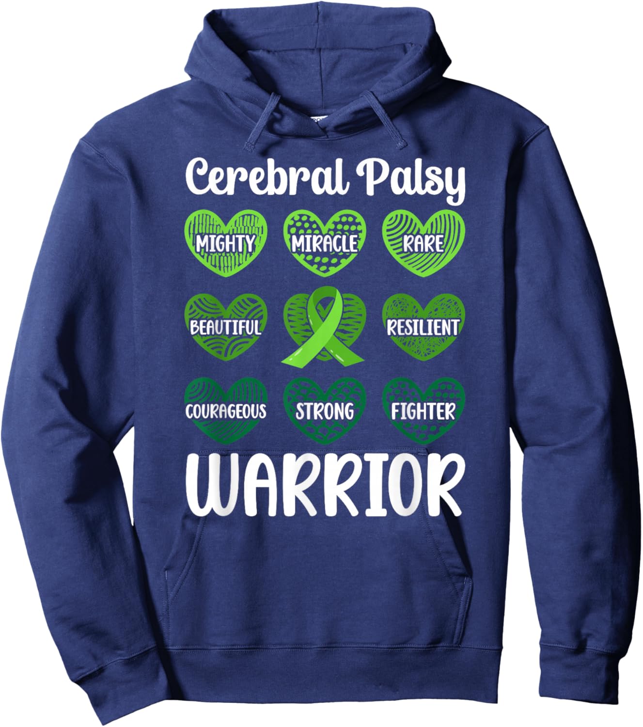 Cerebral Palsy Warrior Hearts CP Awareness Month Hoodie - Hoodie | Navy