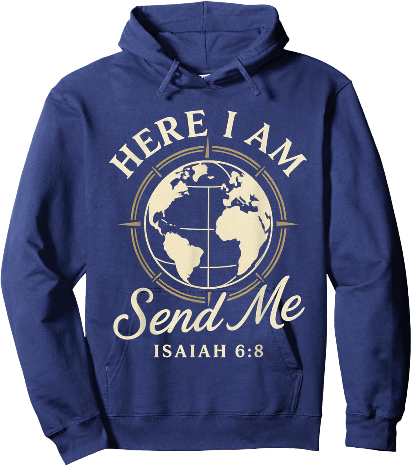 Isaiah 6:8 Here I Am Send Me - Christian Scripture Travel Hoodie - Hoodie | Navy