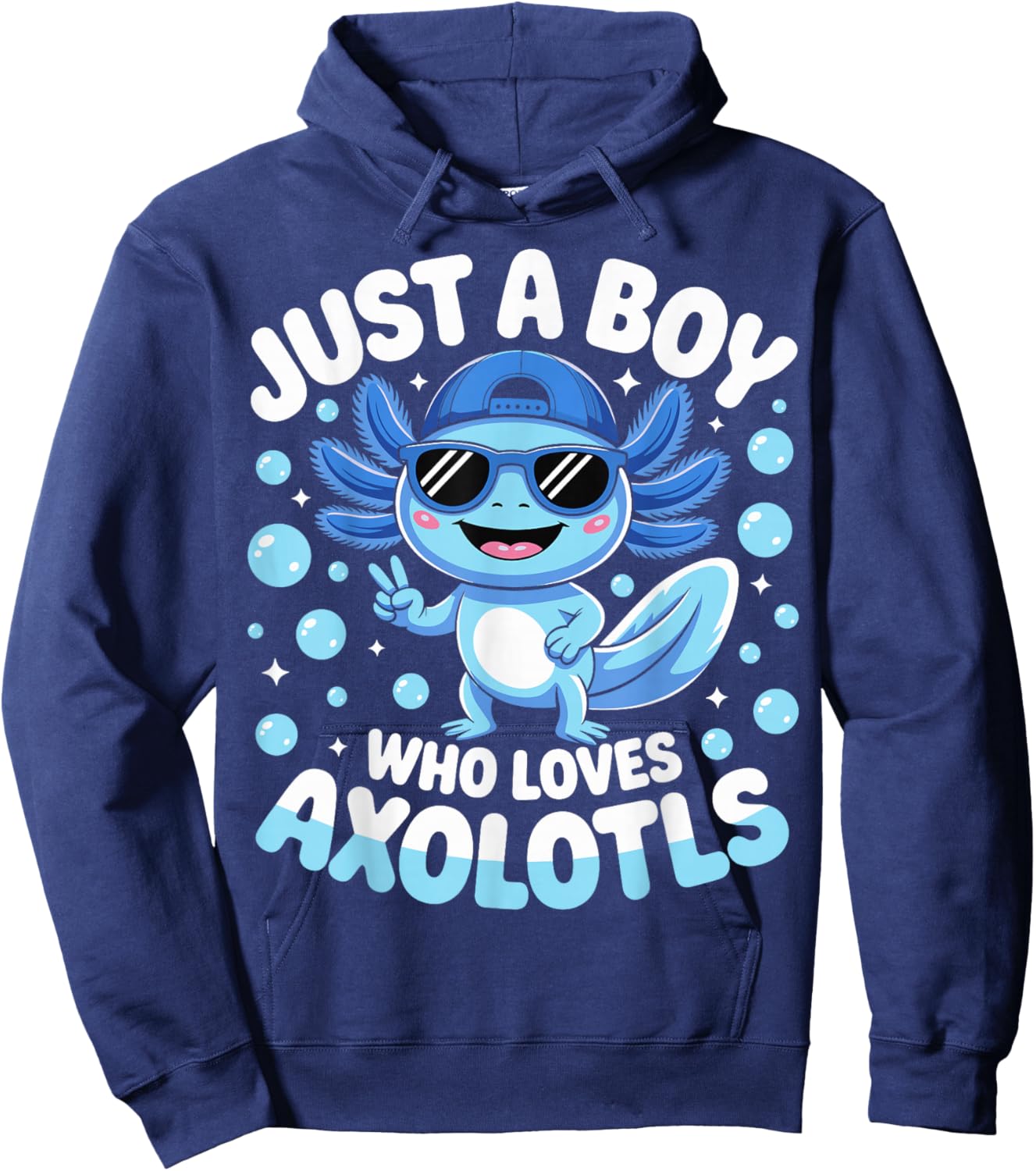 Just A Boy Who Loves Axolotls Cute Axolotl Kids Boys Hoodie - Hoodie | Navy