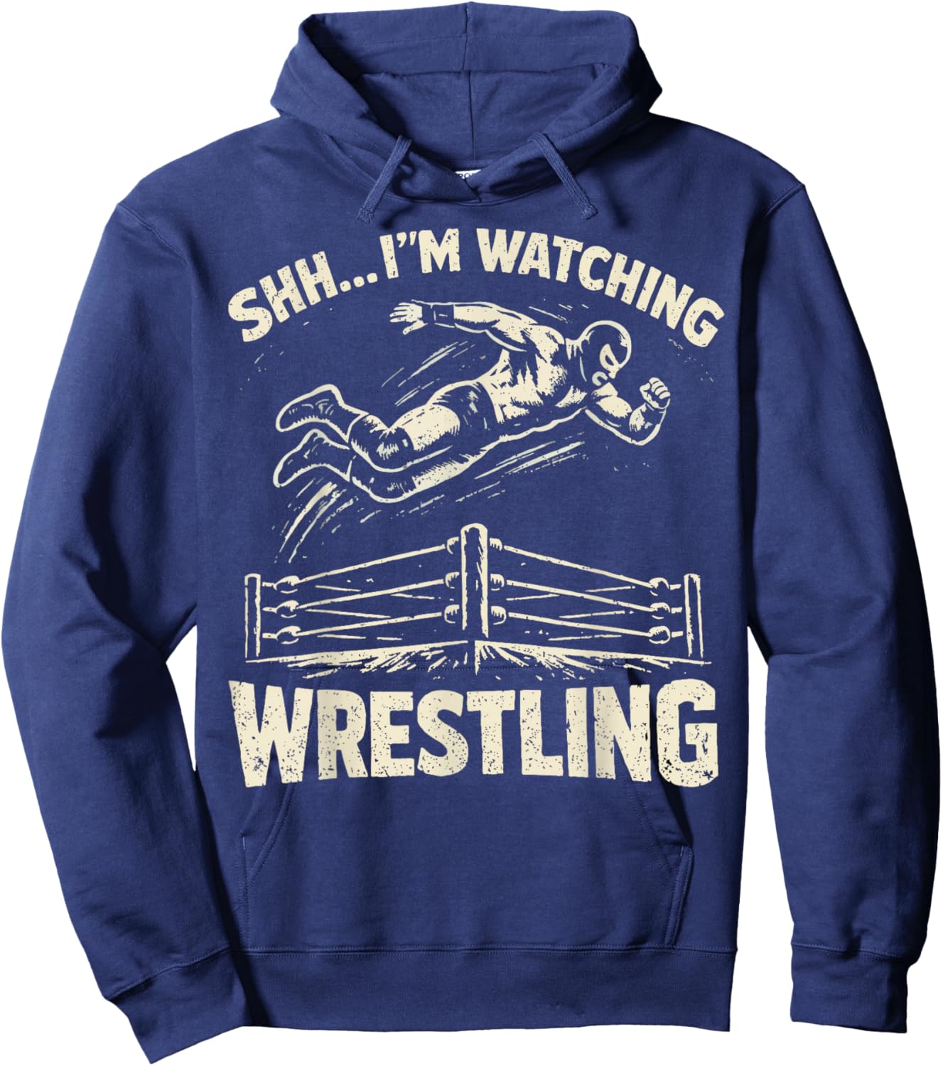 Watching Wrestling Funny Wrestling Fan Men Women Kids Hoodie - Hoodie | Navy