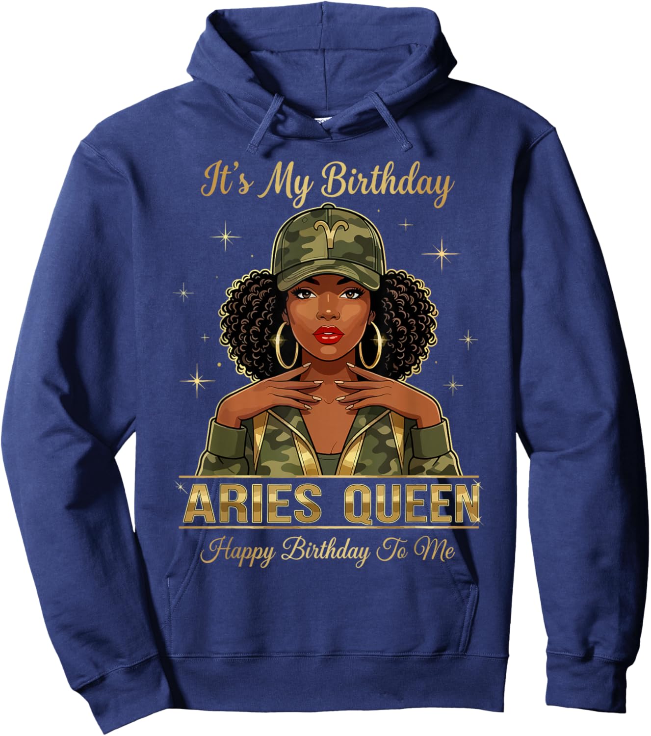 It's My Birthday Aries Queen Women Girl Zodiac Sign Hoodie - Hoodie | Navy