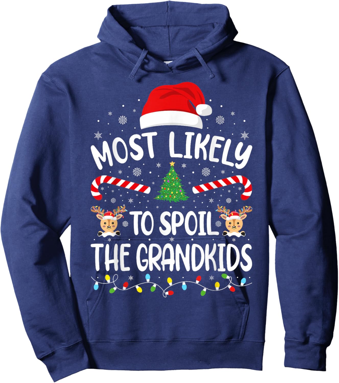 Most Likely to Spoil The Grandkids Family Matching Xmas Tree Hoodie - Hoodie | Navy