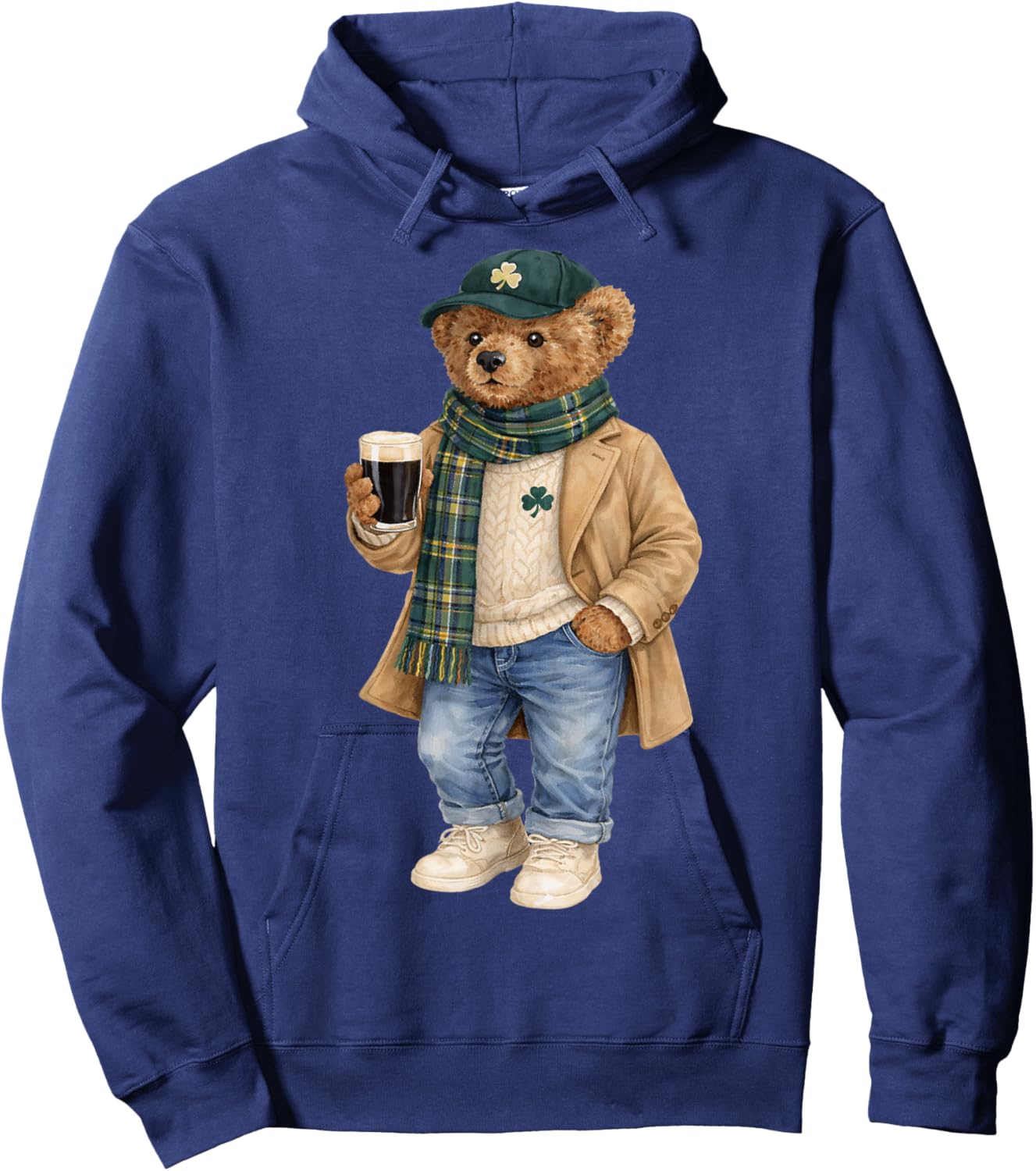Lucky Irish Teddy Bear St Patricks Day Hoodie - Hoodie | Navy