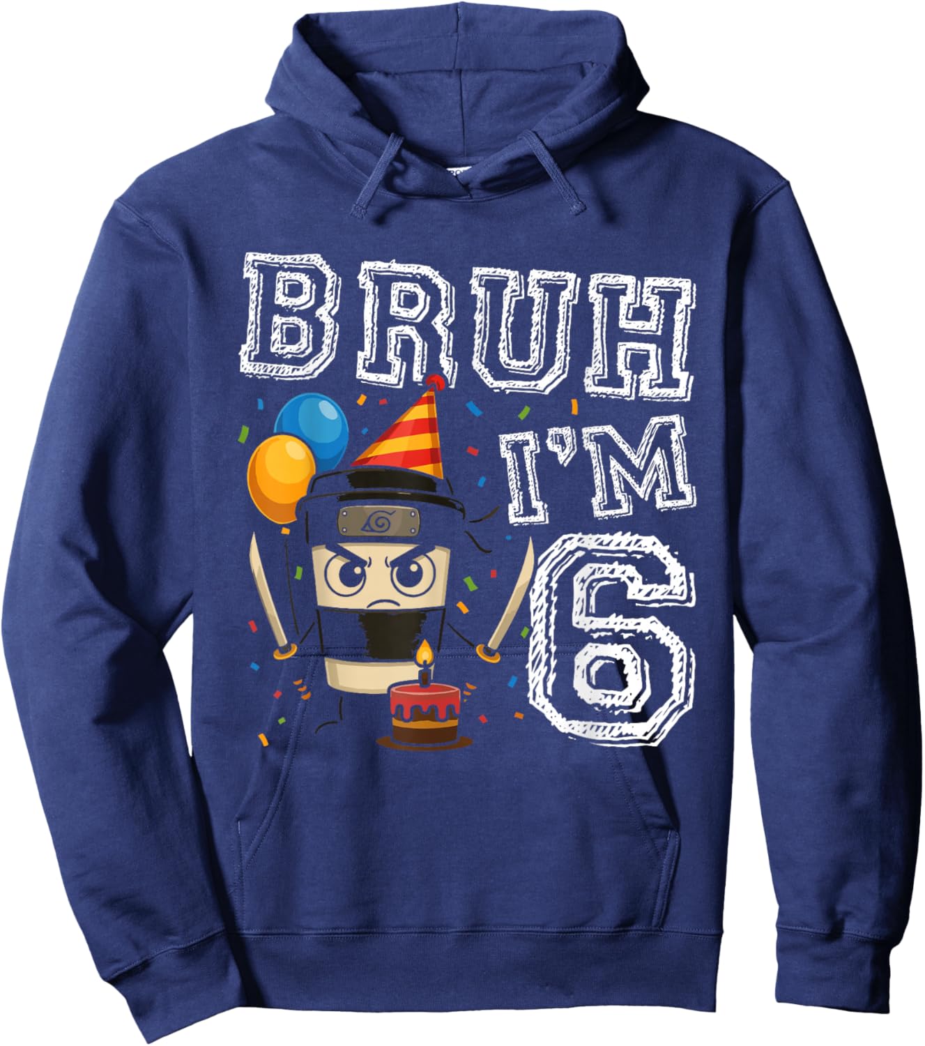 Cappuccino Assassino Bruh I'm 6 Age 6th Kids Boys Girls Hoodie - Hoodie | Navy