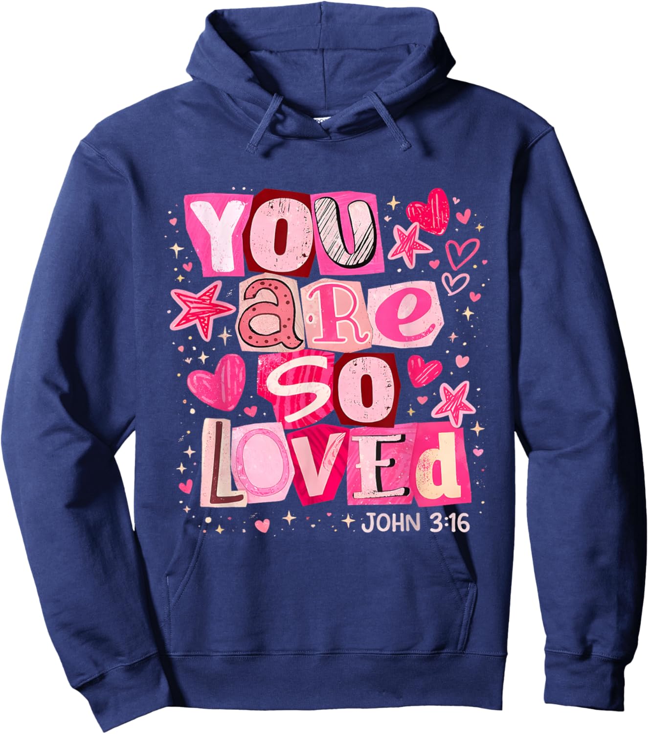 You are So Loved John 3:16 Pink Christian Verse Design Hoodie - Hoodie | Navy