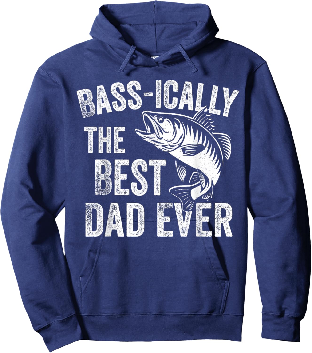 Bass-ically The Best Dad Ever Funny Fishing Fisherman Hoodie - Hoodie | Navy