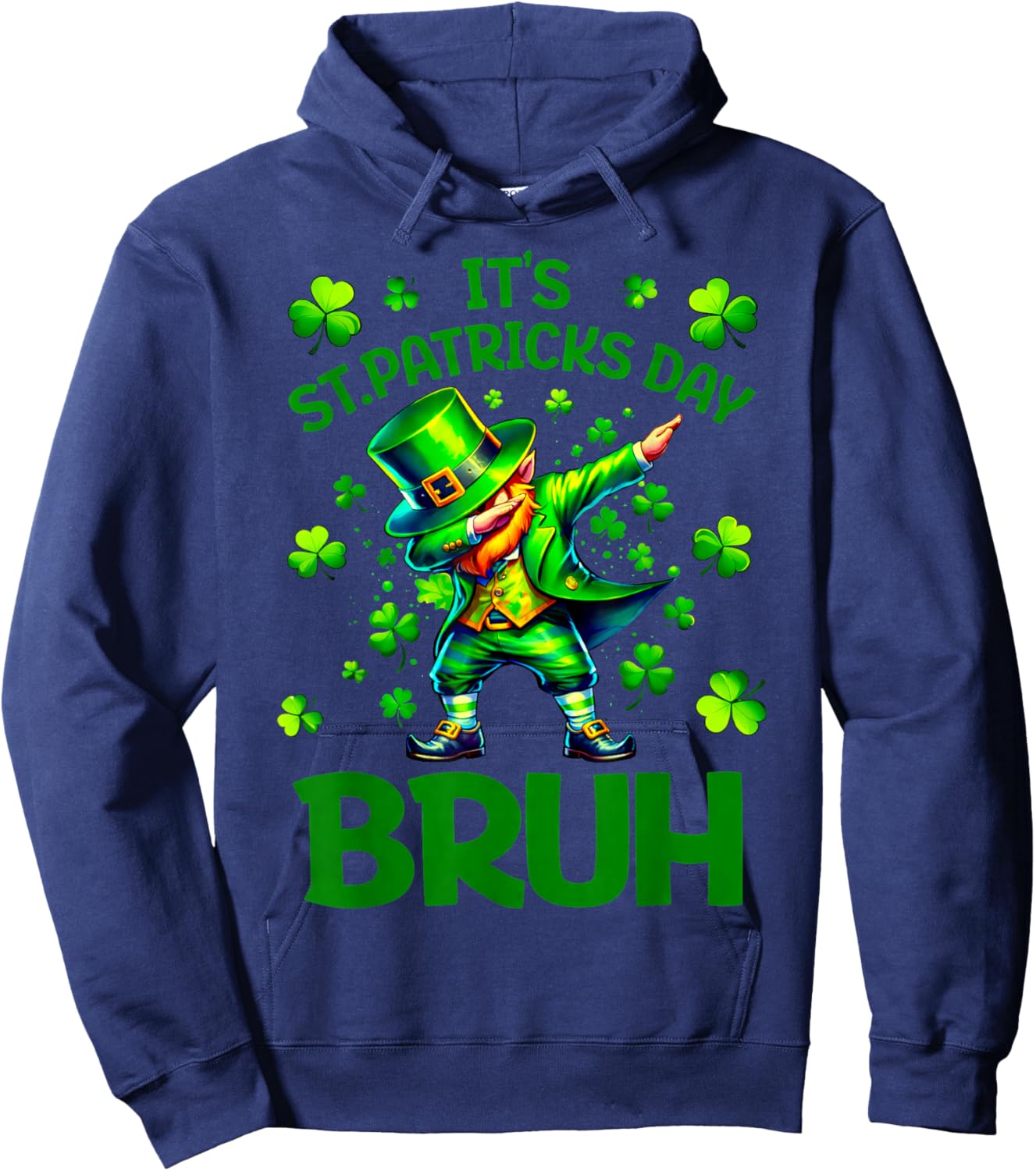 Bruh Dab Leprechaun Funny Kids Boys St Patricks Day Hoodie - Hoodie | Navy