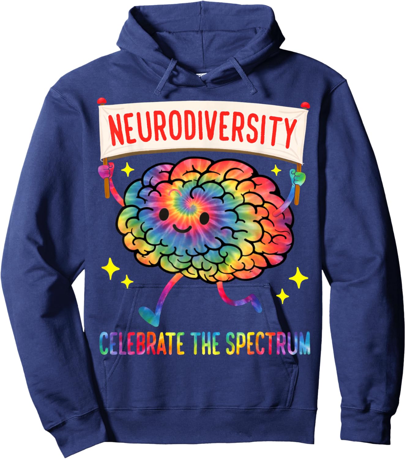 Neurodiversity Brain Spectrum Autism Awareness ADHD Men Kids Hoodie - Hoodie | Navy