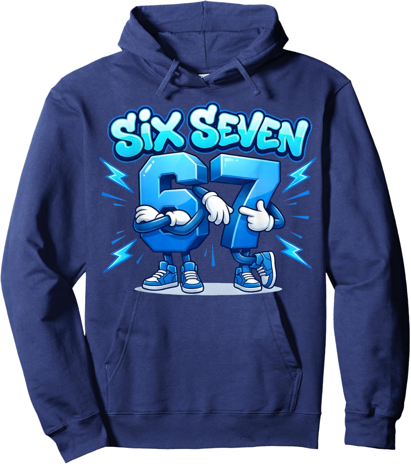 Six Seven 67 Meme Brainrot Blue Kids Women Men Boys Hoodie - Hoodie | Navy