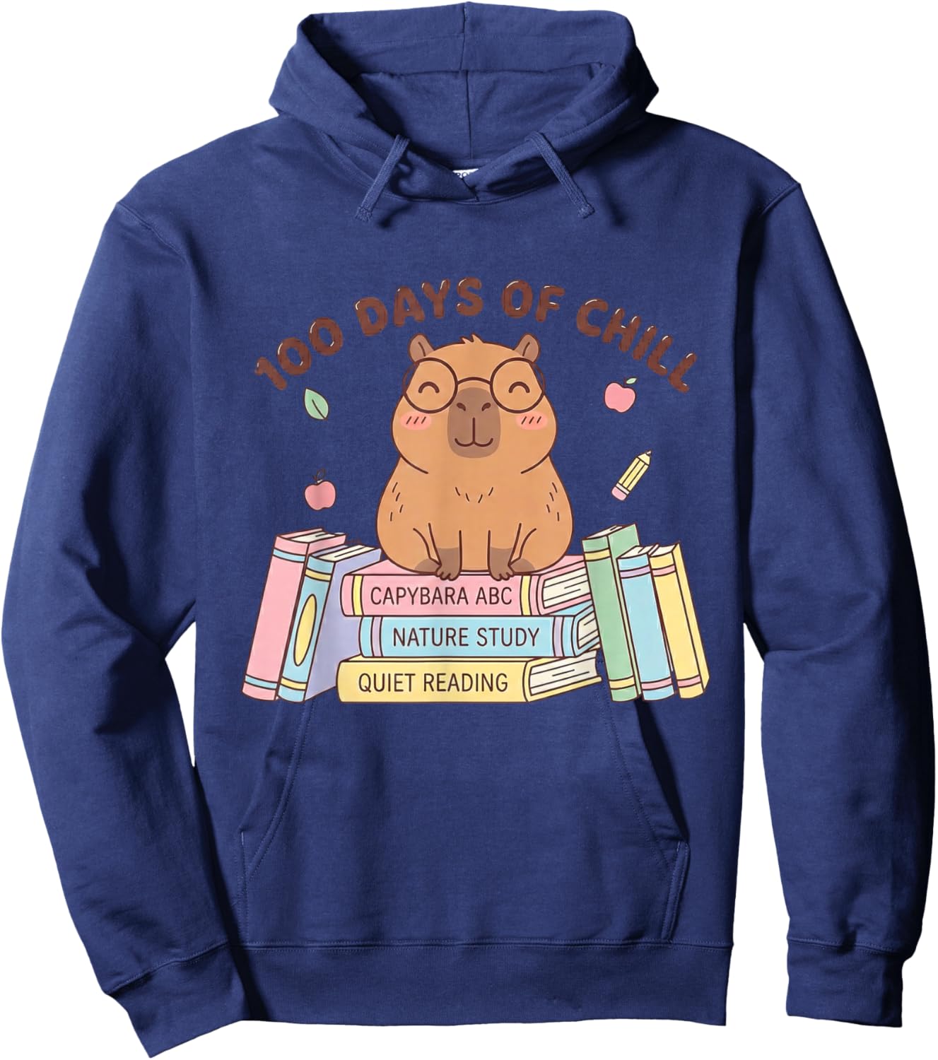 100 Days of Chill Capybara 100 Days of School Teacher Kids Hoodie - Hoodie | Navy