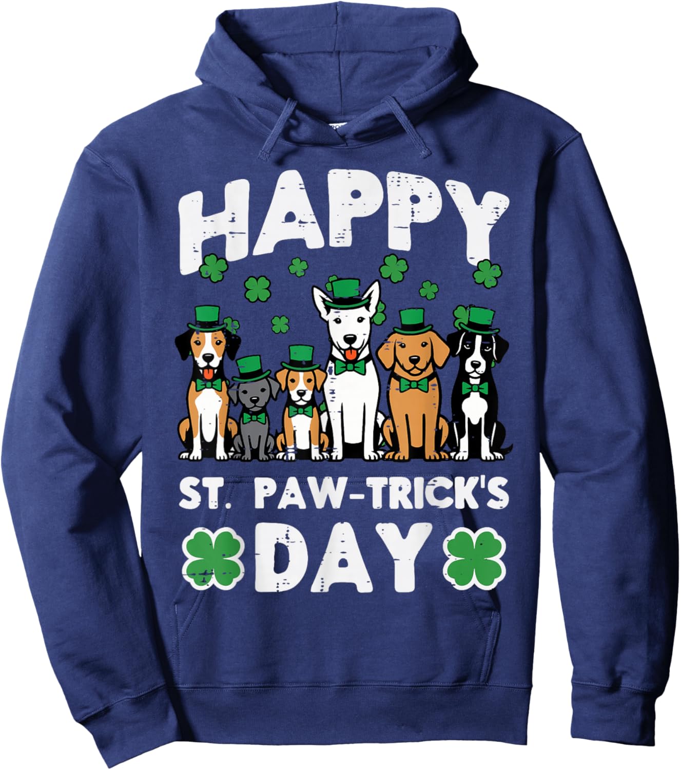 Happy St Patricks Paw Tricks Day Dogs Paddys Men Women Kids Hoodie - Hoodie | Navy