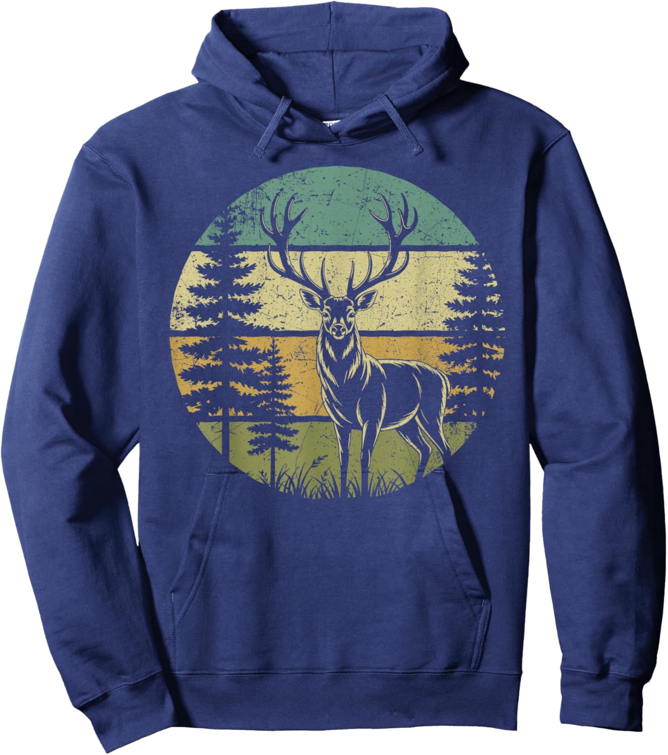 Retro Forest Deer Outdoors Nature Women Men Vintage Graphic Hoodie - Hoodie | Navy